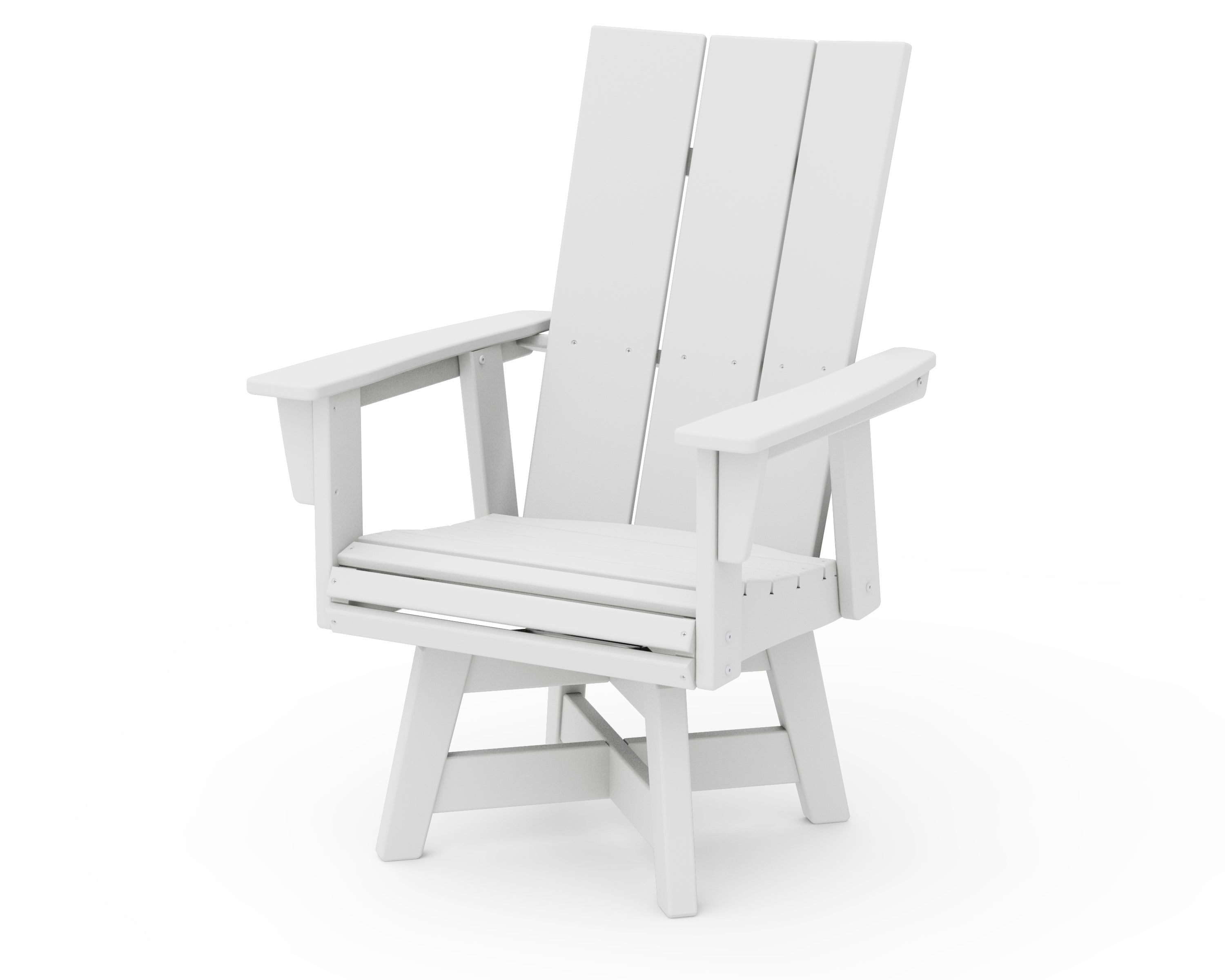 POLYWOOD Modern Curveback Adirondack Swivel Dining Chair in White