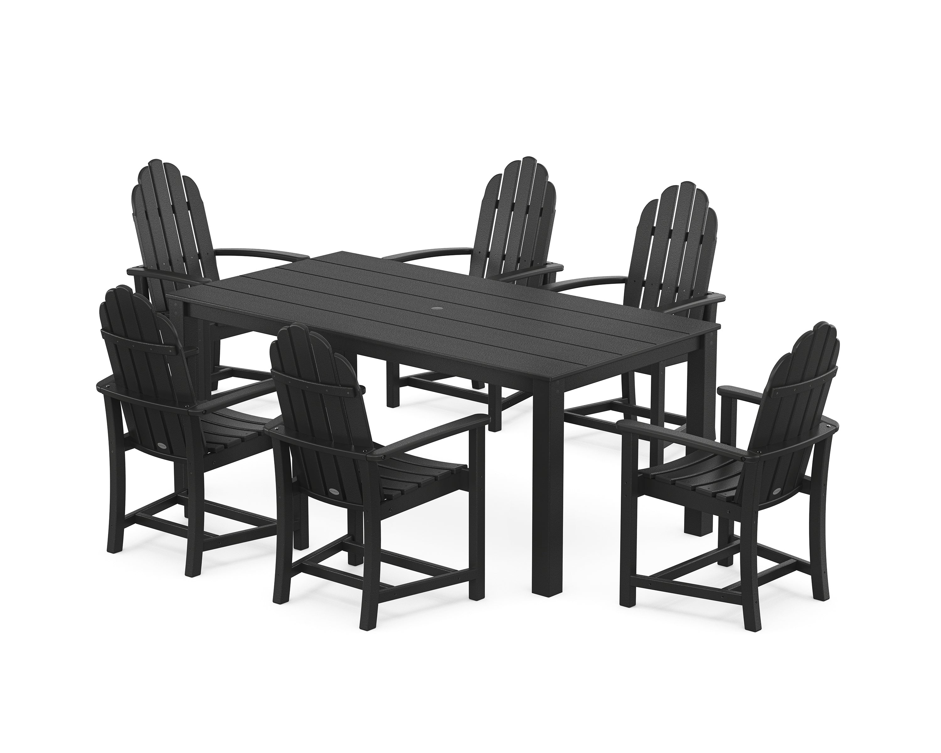 POLYWOOD Classic Adirondack 7-Piece Parsons Dining Set in Black