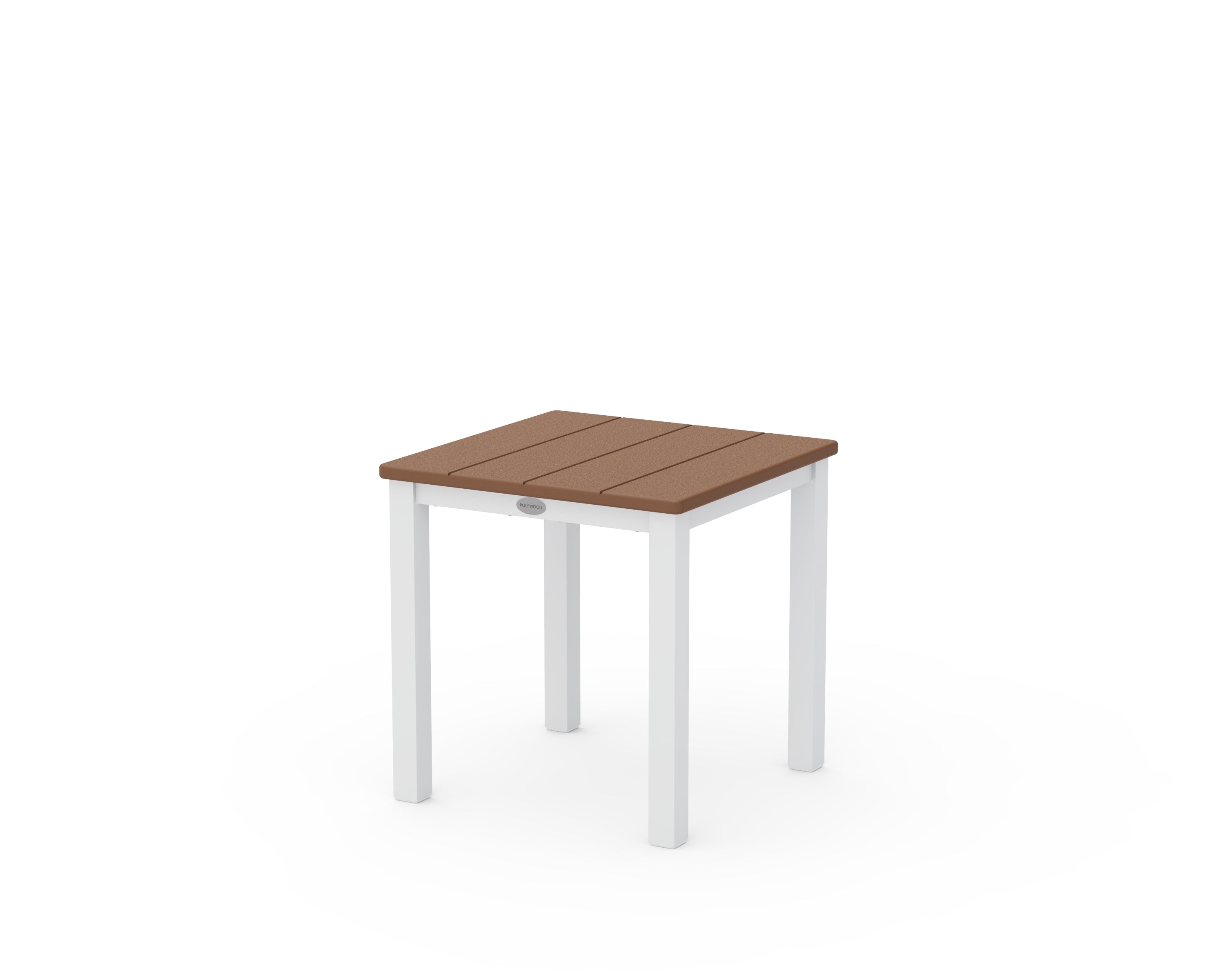POLYWOOD Main Street 18" Side Table in White / Teak