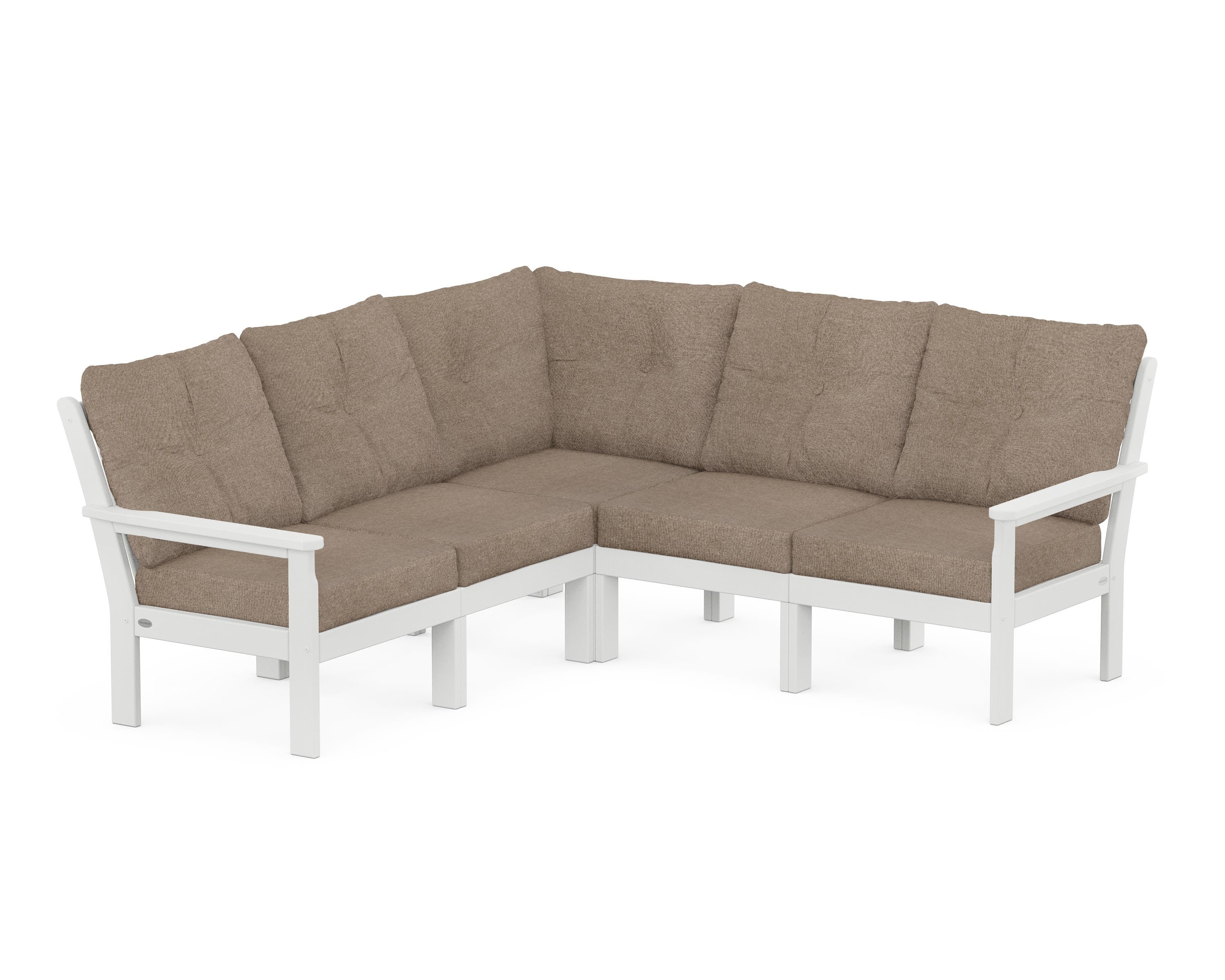 POLYWOOD Vineyard 5-Piece Sectional in White / Spiced Burlap