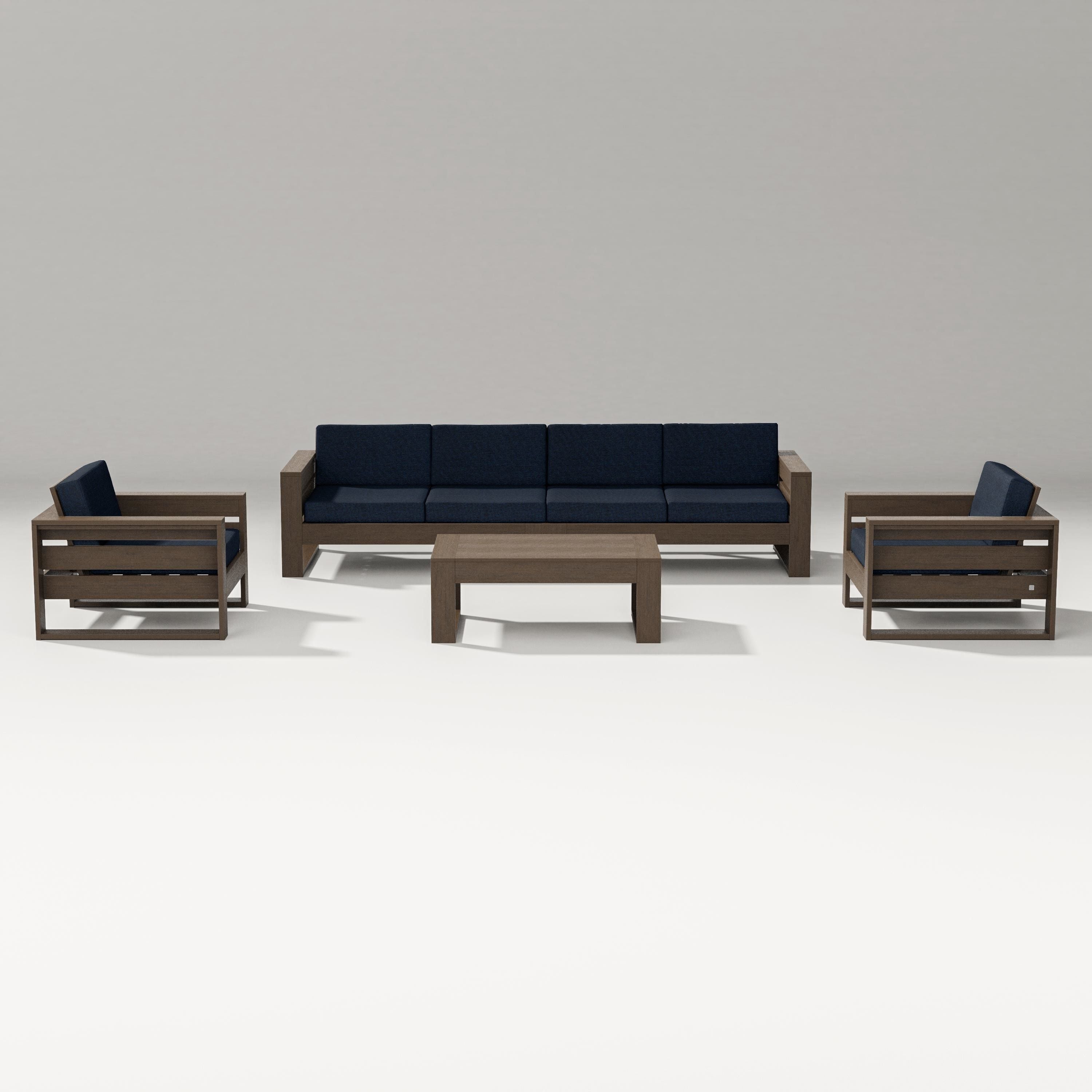 PW Designer Series Latitude 5-Piece Lounge Sofa Set in Kona / Marine Indigo