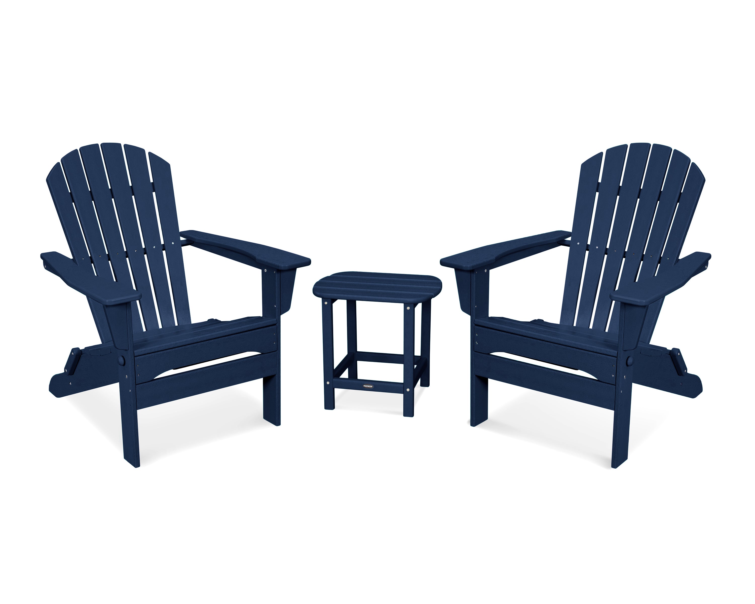 POLYWOOD South Beach 3-Piece Folding Adirondack Set in Navy