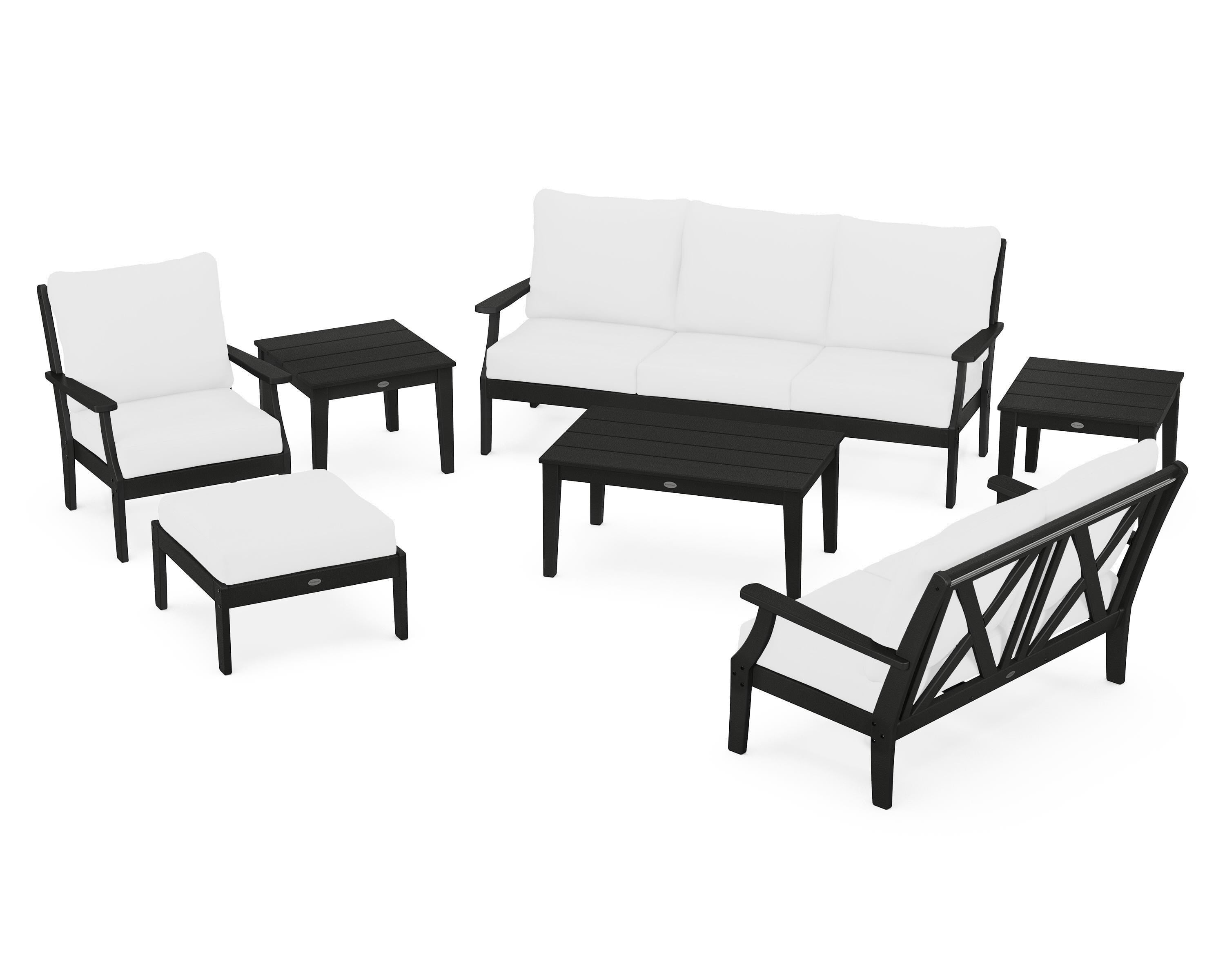 POLYWOOD Braxton 7-Piece Deep Seating Set in Black / Natural