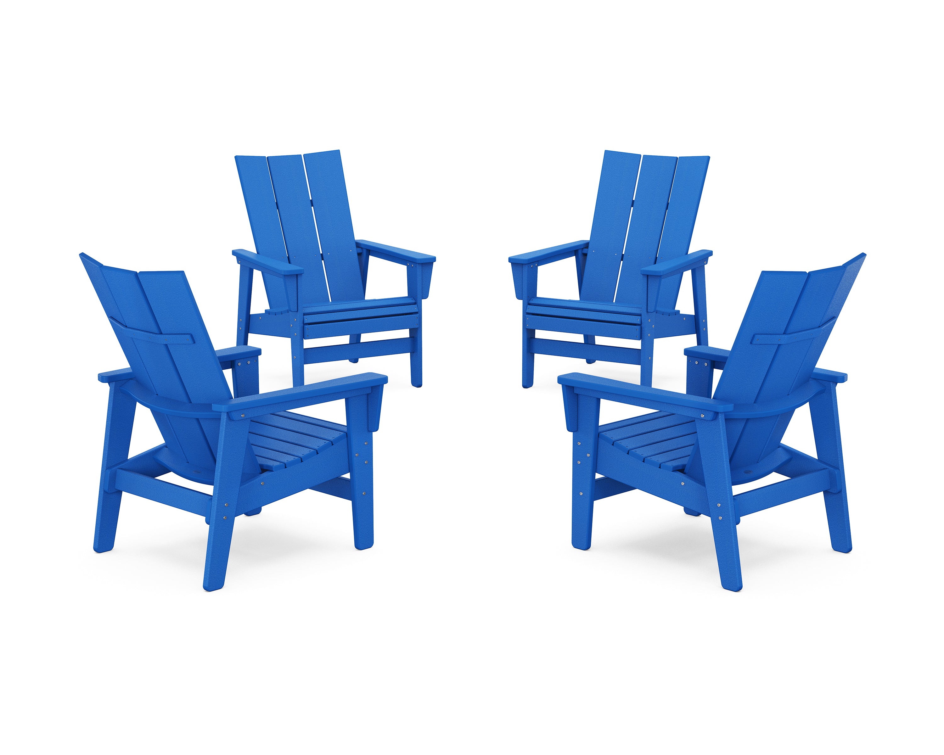 POLYWOOD 4-Piece Modern Grand Upright Adirondack Chair Conversation Set in Pacific Blue
