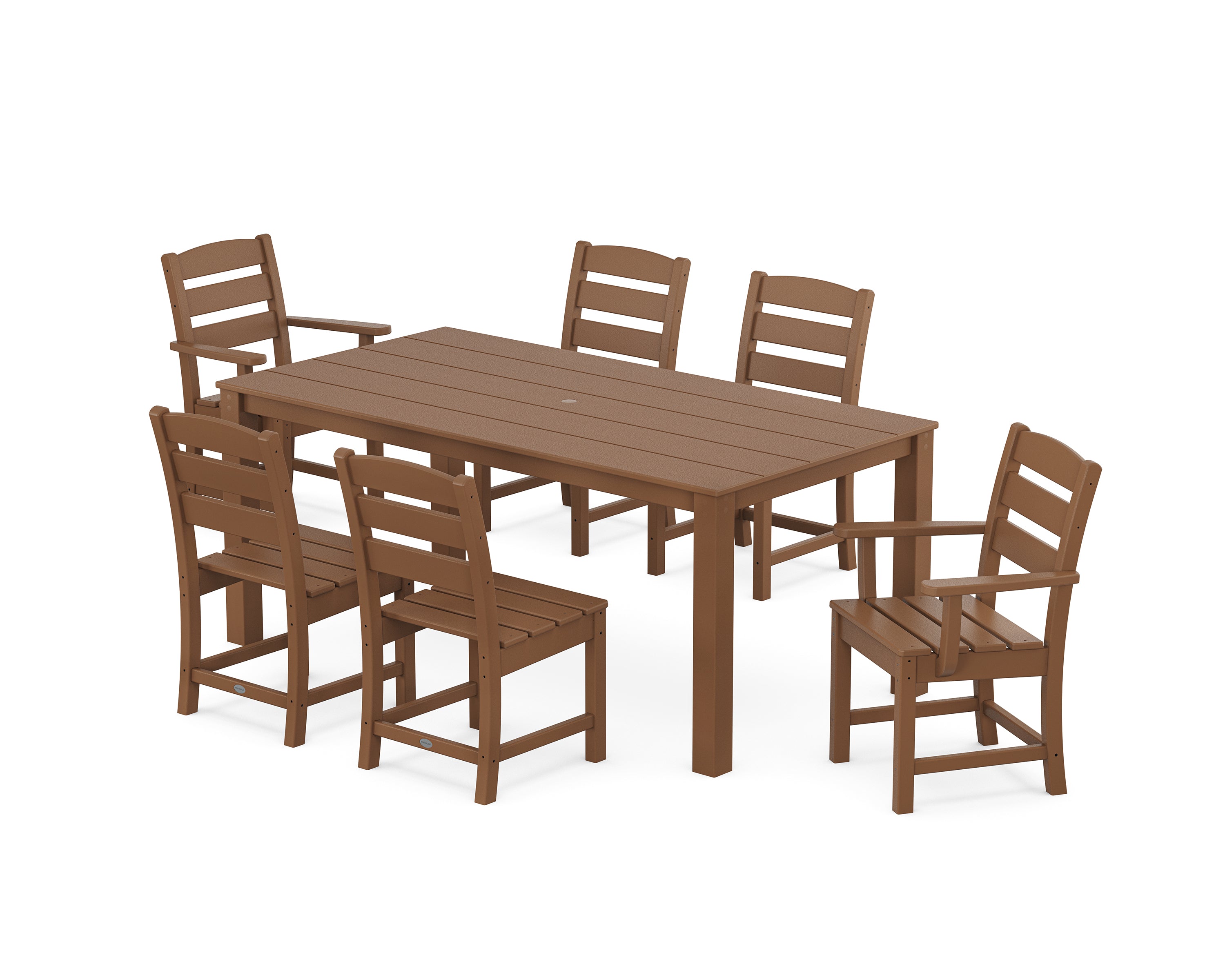 POLYWOOD Lakeside 7-Piece Parsons Dining Set in Teak