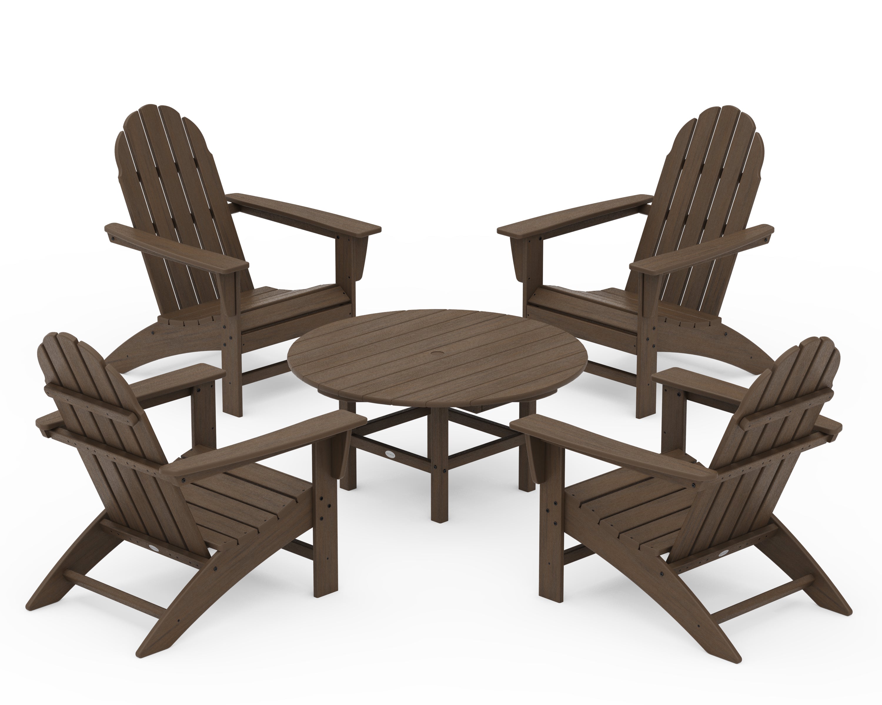 POLYWOOD Vineyard 5-Piece Adirondack Chair Conversation Set in Kona
