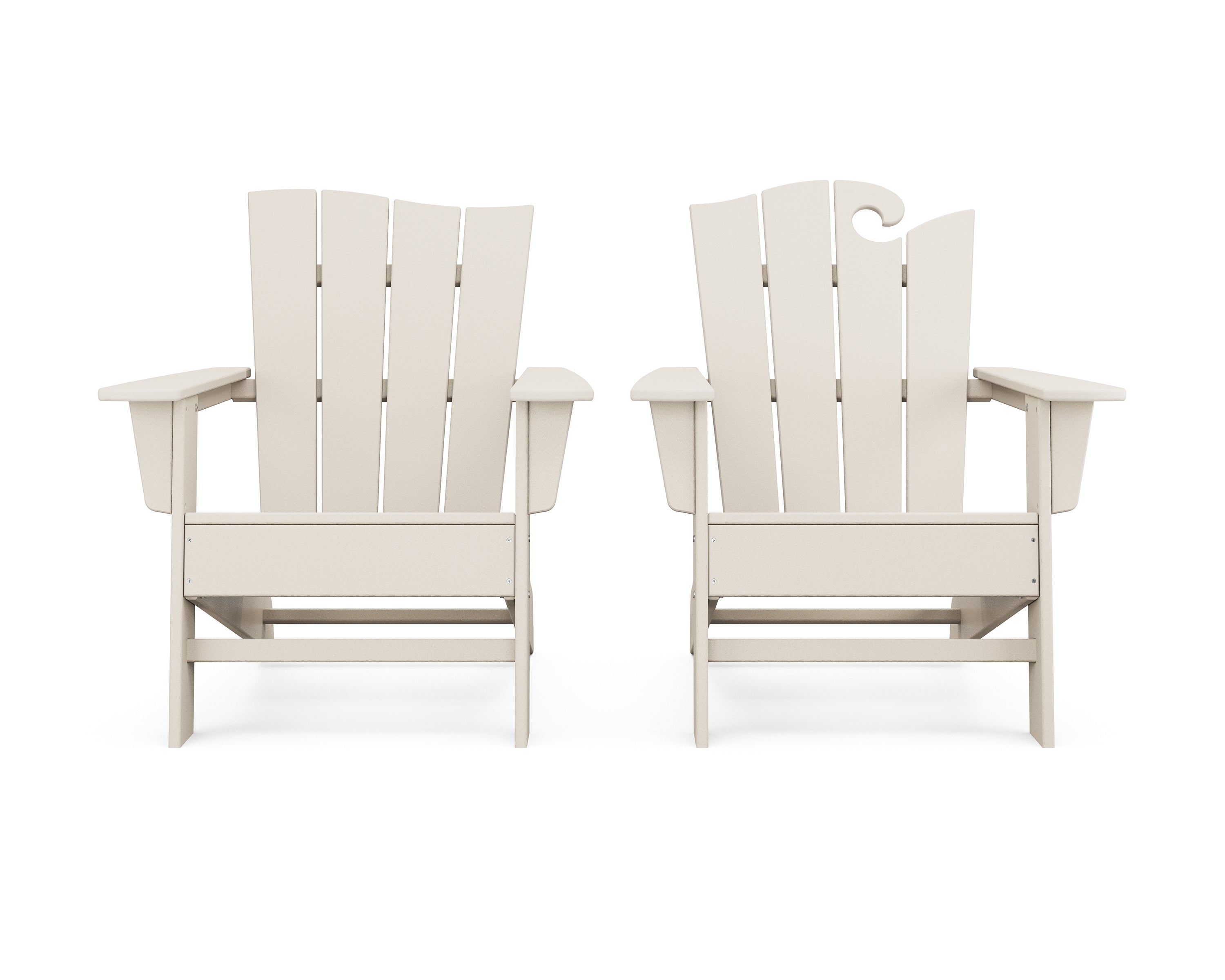 POLYWOOD® Wave 2-Piece Adirondack Set with The Wave Chair Left in Sand