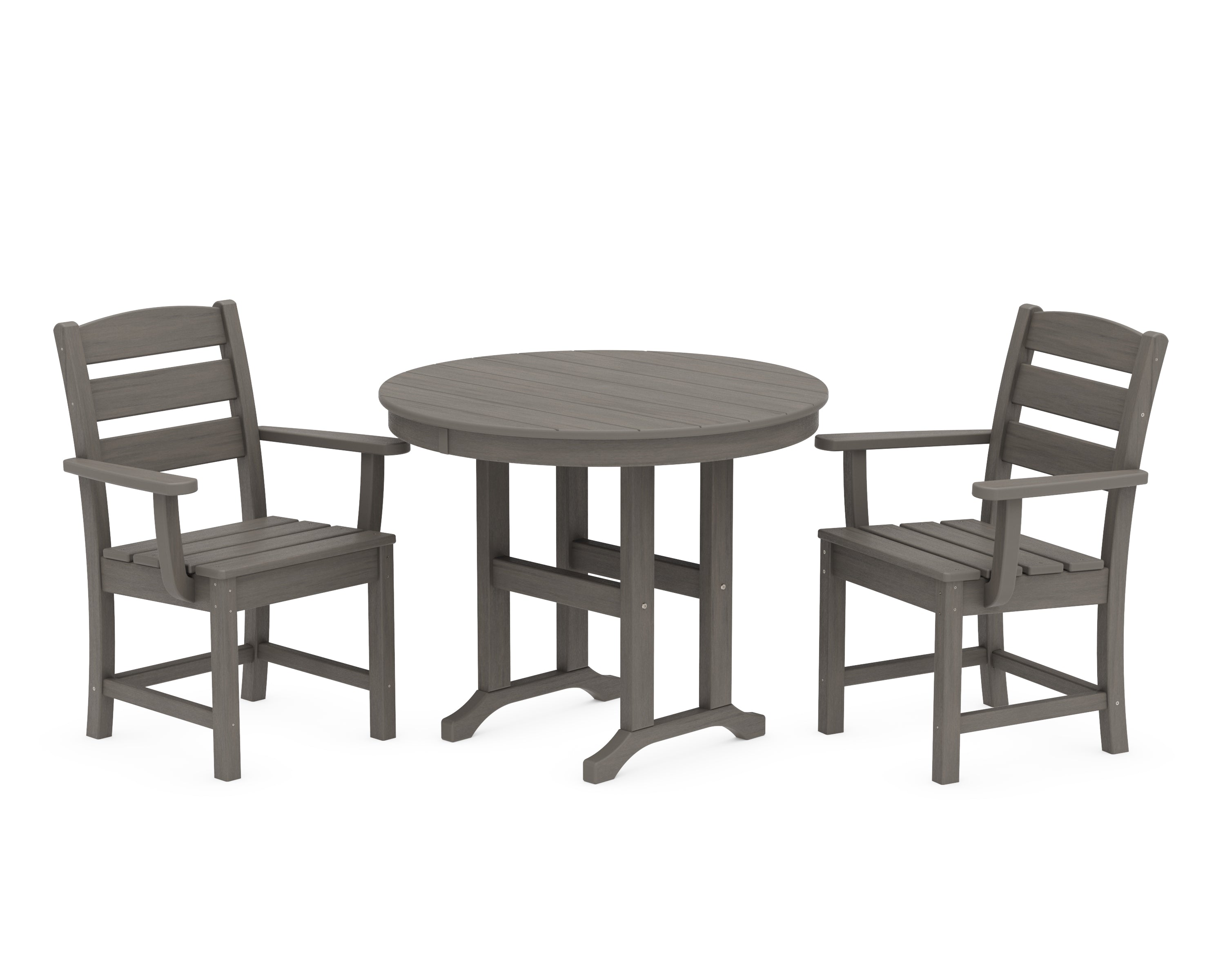 POLYWOOD Lakeside 3-Piece Round Dining Set in Driftwood
