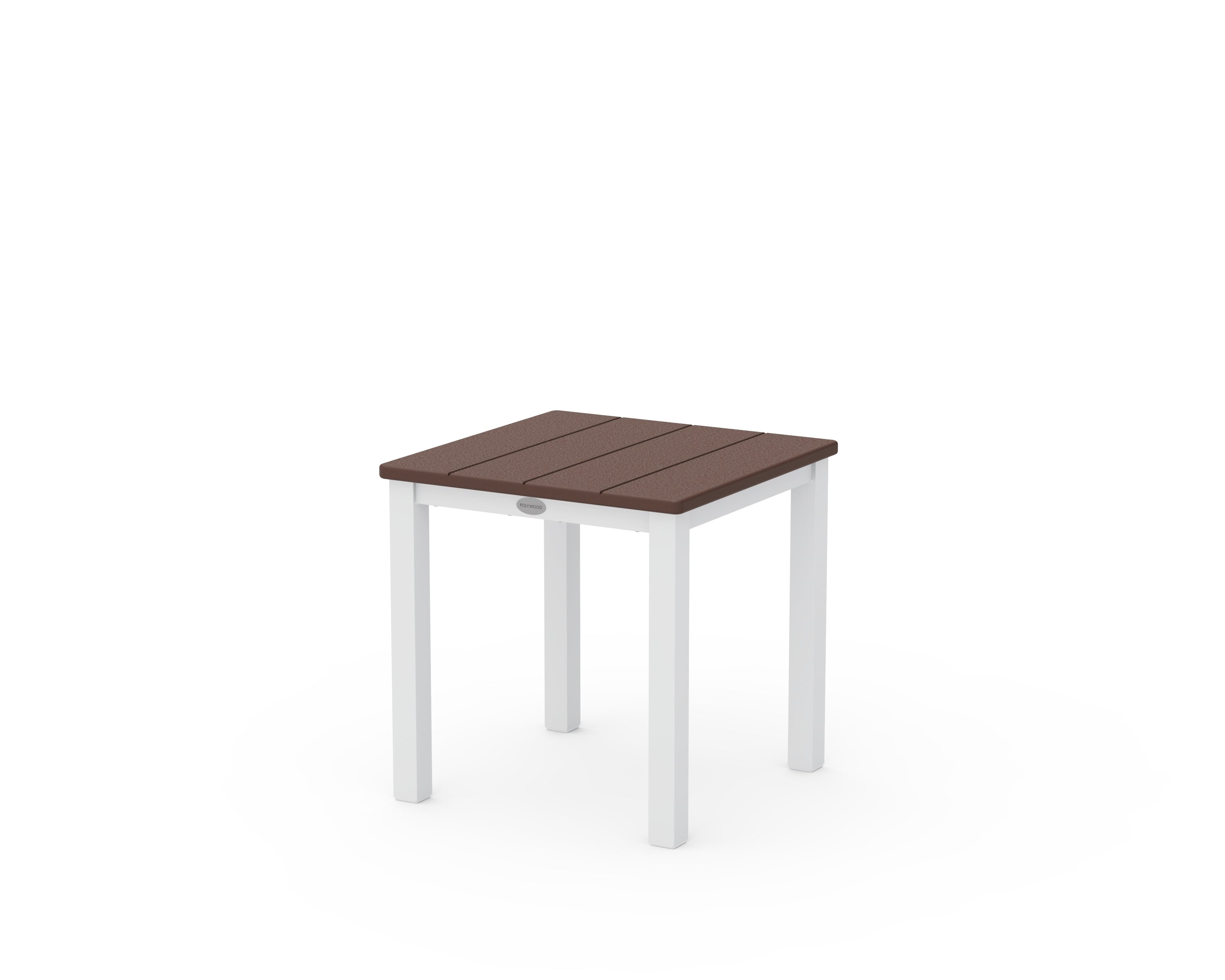 POLYWOOD Main Street 18" Side Table in White / Mahogany
