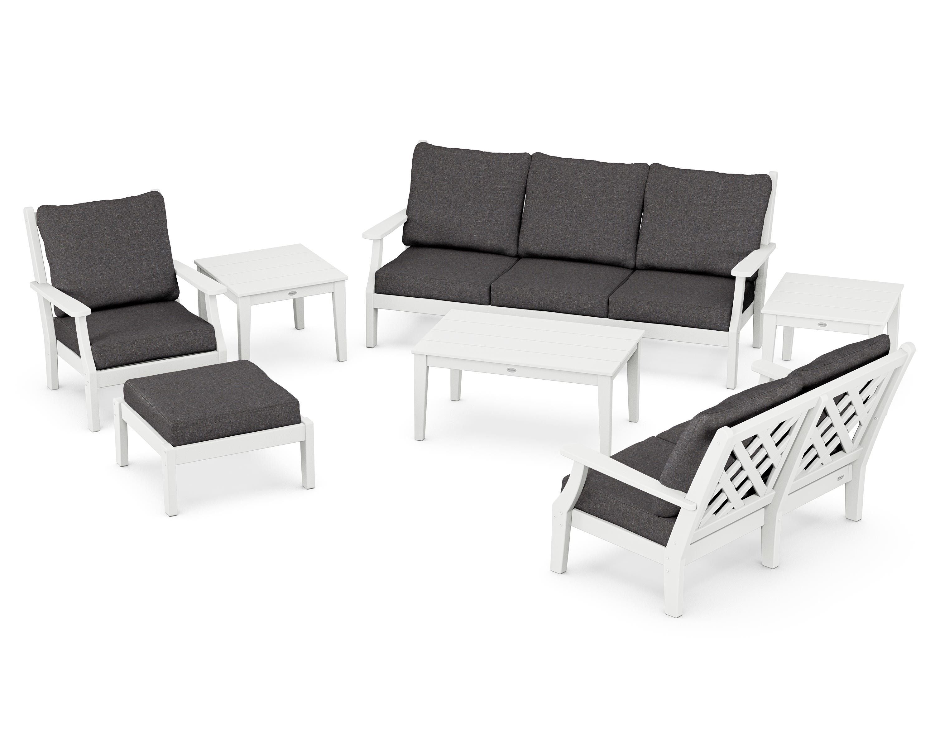Country Living Wovendale 7-Piece Deep Seating Set in White / Ash Charcoal