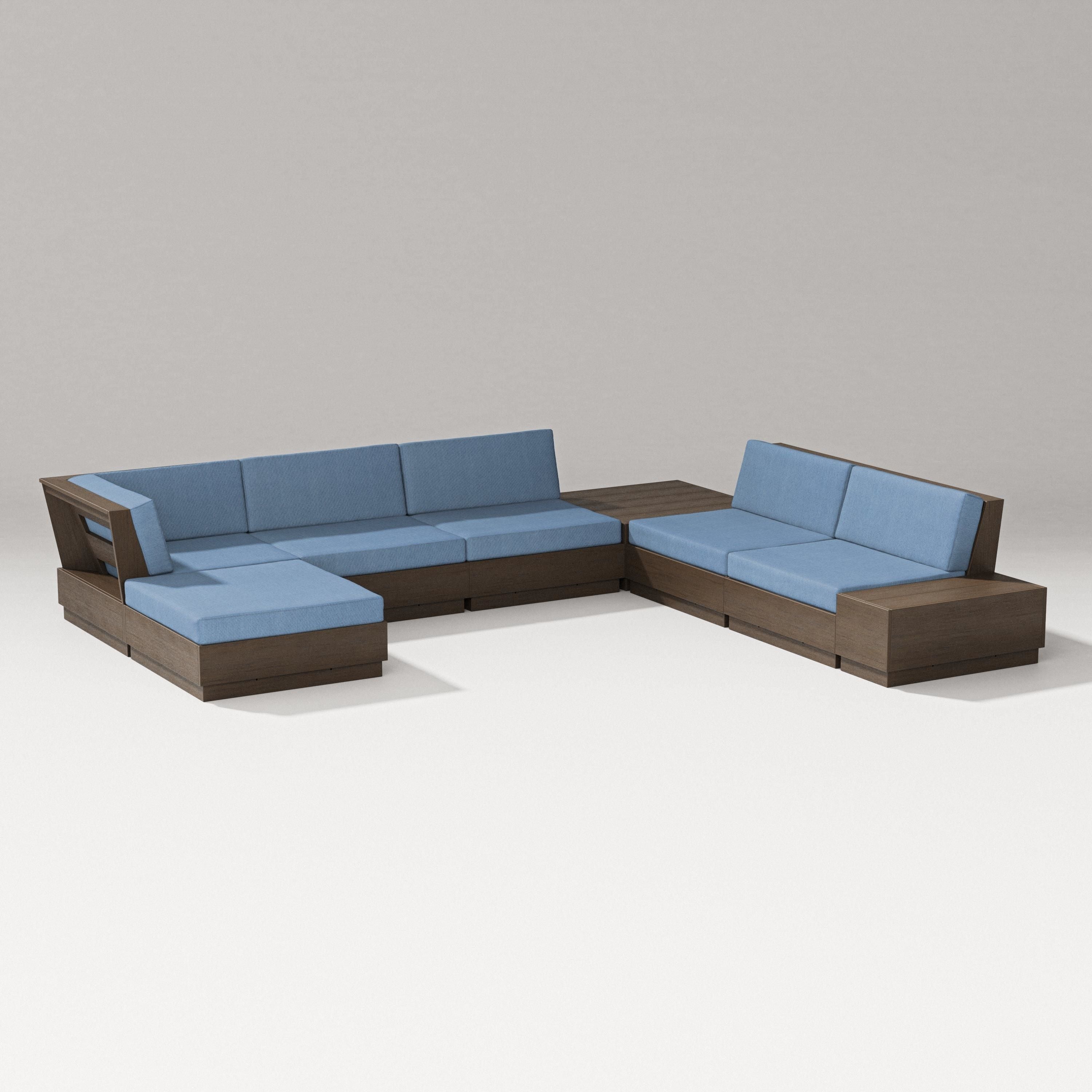 PW Designer Series Elevate 8-Piece Corner Sectional in Kona / Sky Blue