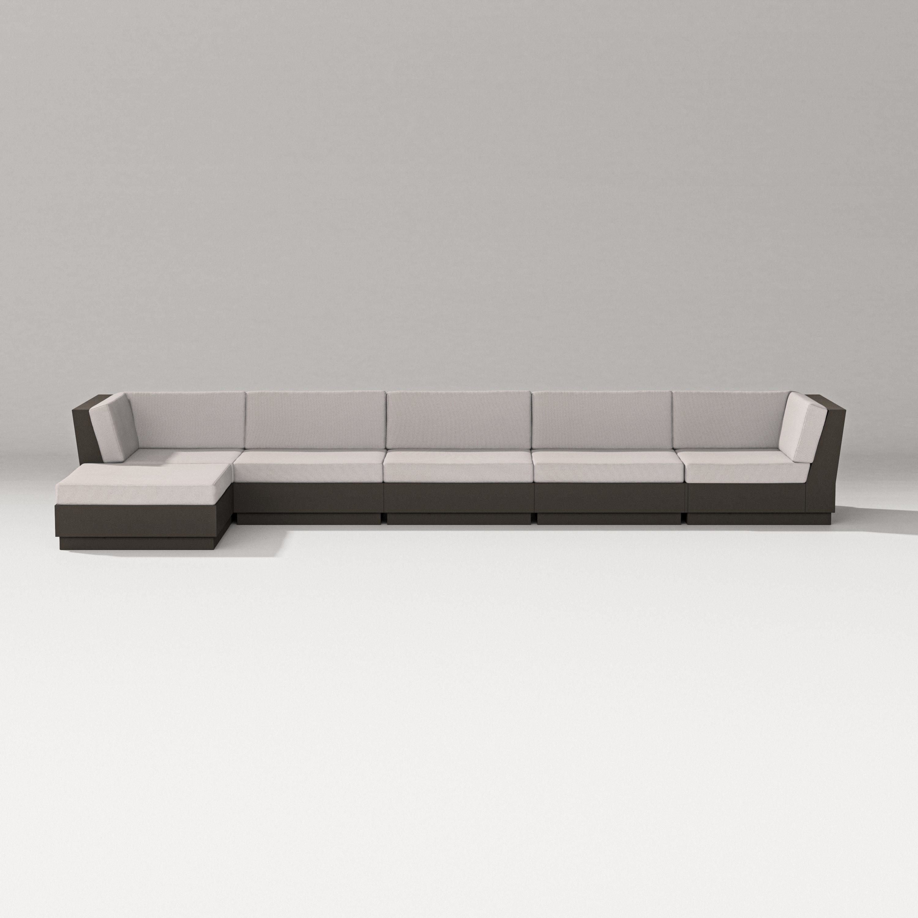 PW Designer Series Elevate 6-Piece Chaise Sectional in Vintage Coffee / Dune Burlap