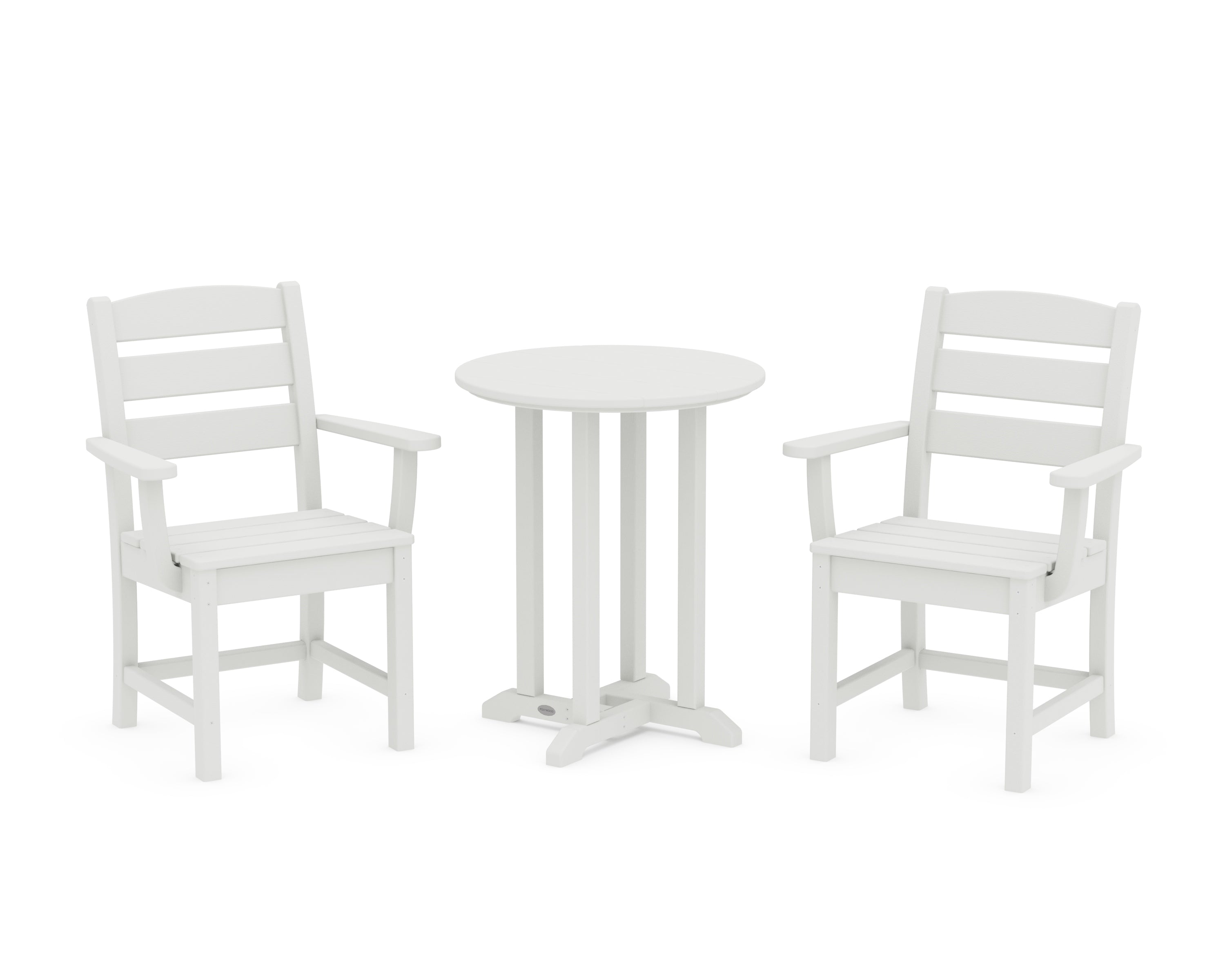 POLYWOOD Lakeside 3-Piece Round Bistro Dining Set in Vintage White
