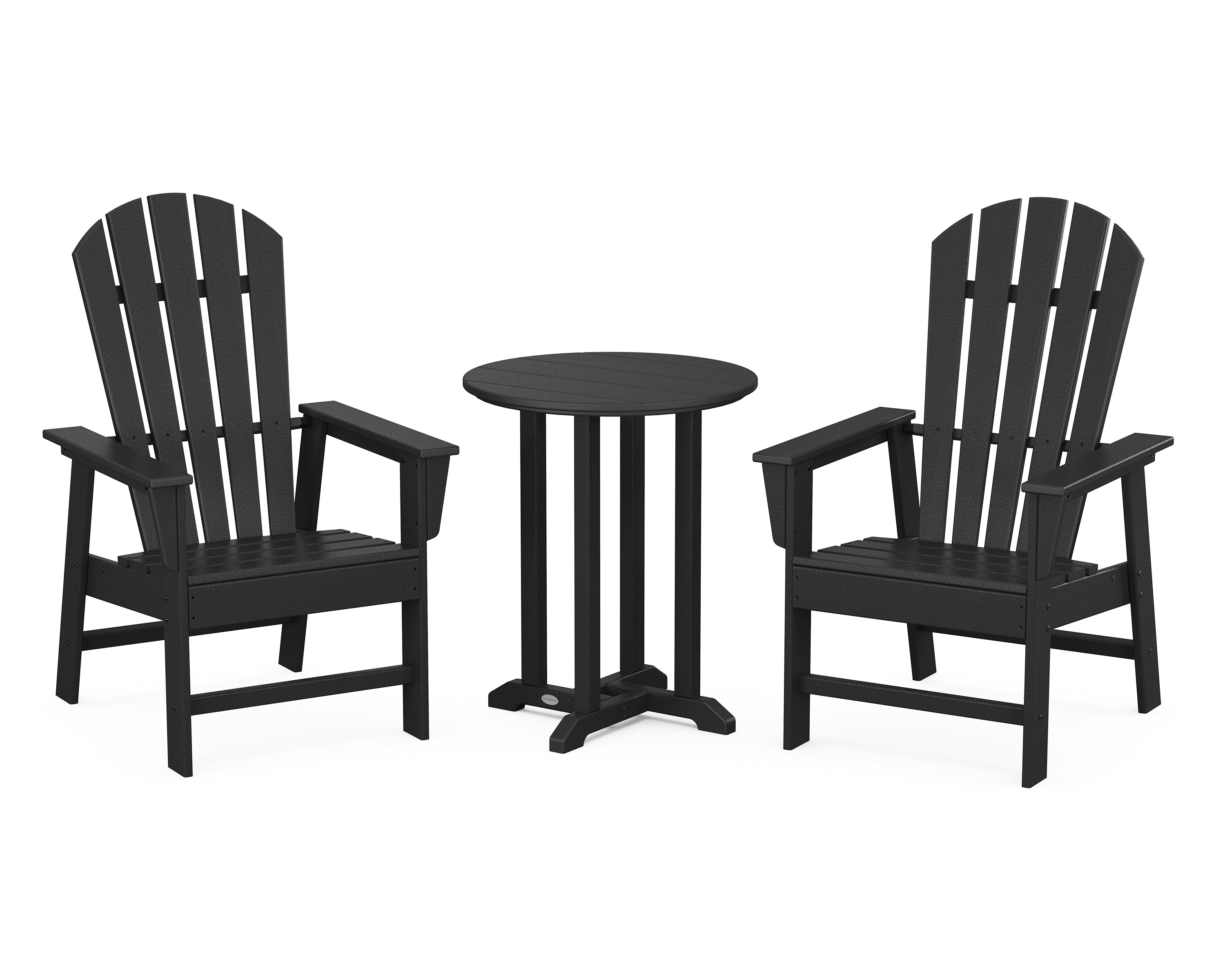 POLYWOOD South Beach 3-Piece Round Farmhouse Bistro Dining Set in Black