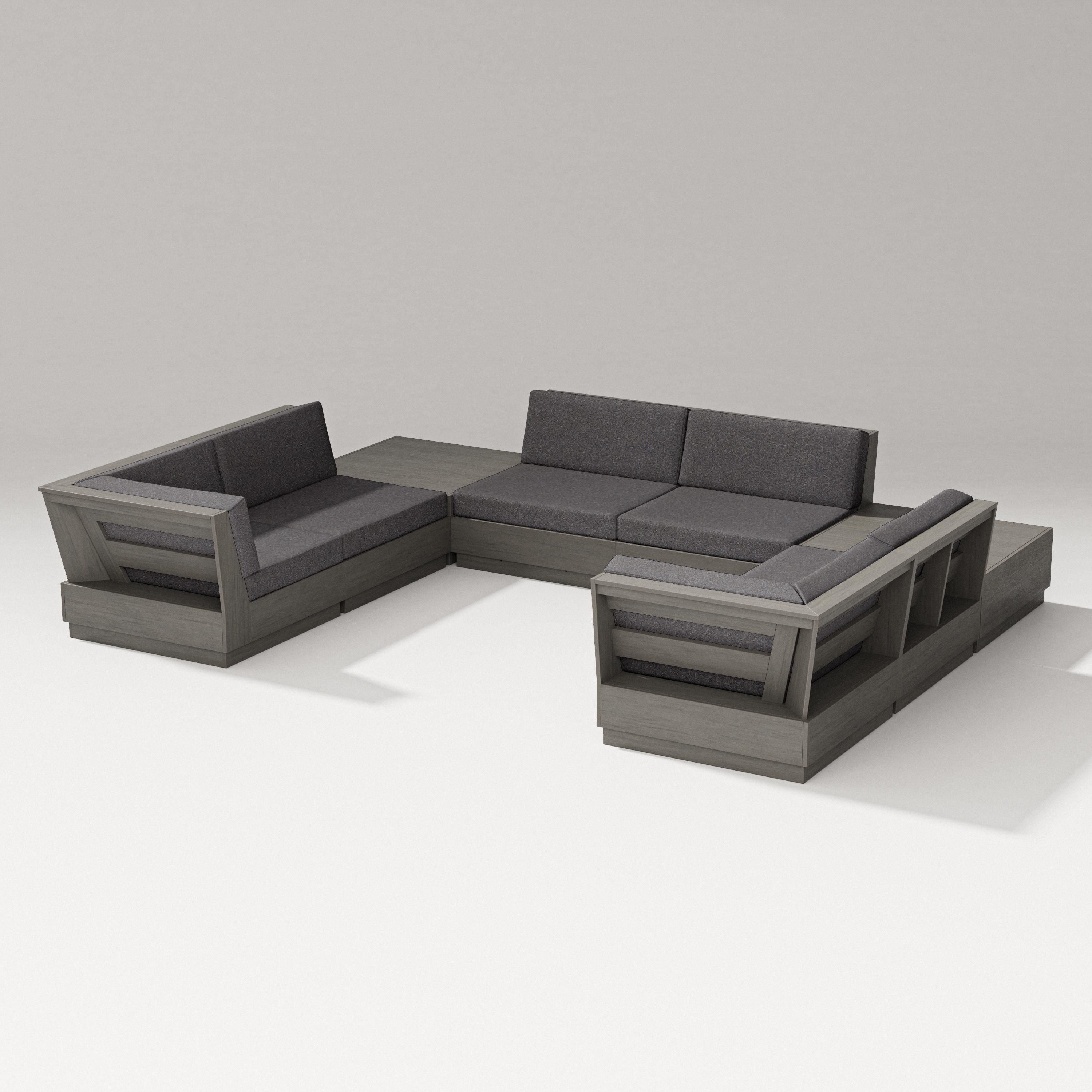 PW Designer Series Elevate 8-Piece U-Shaped Sectional in Driftwood / Ash Charcoal