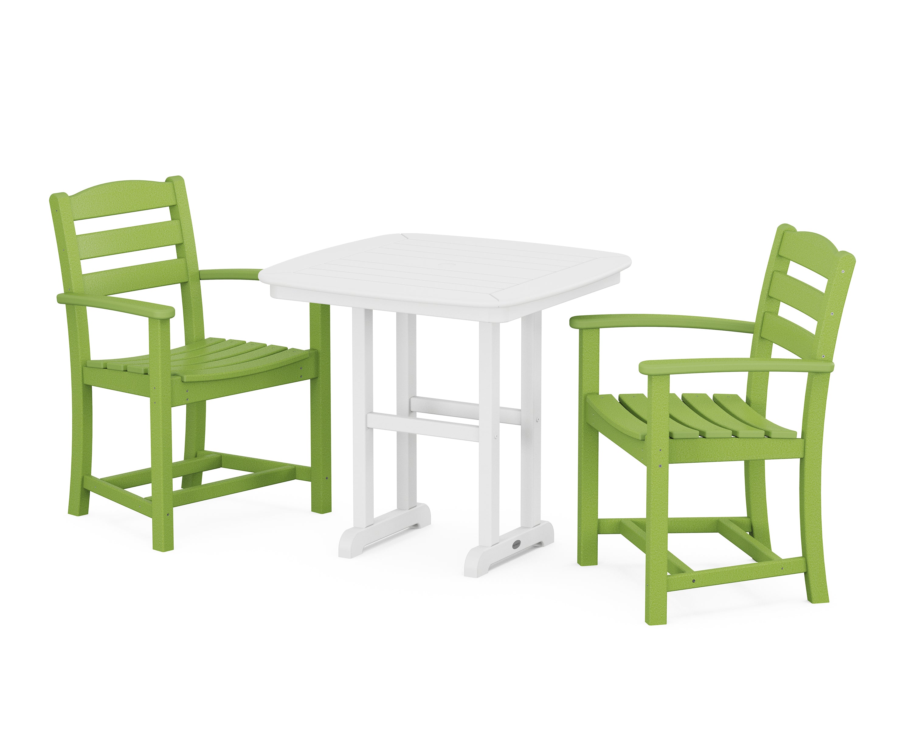 POLYWOOD La Casa Café 3-Piece Dining Set in Lime / White