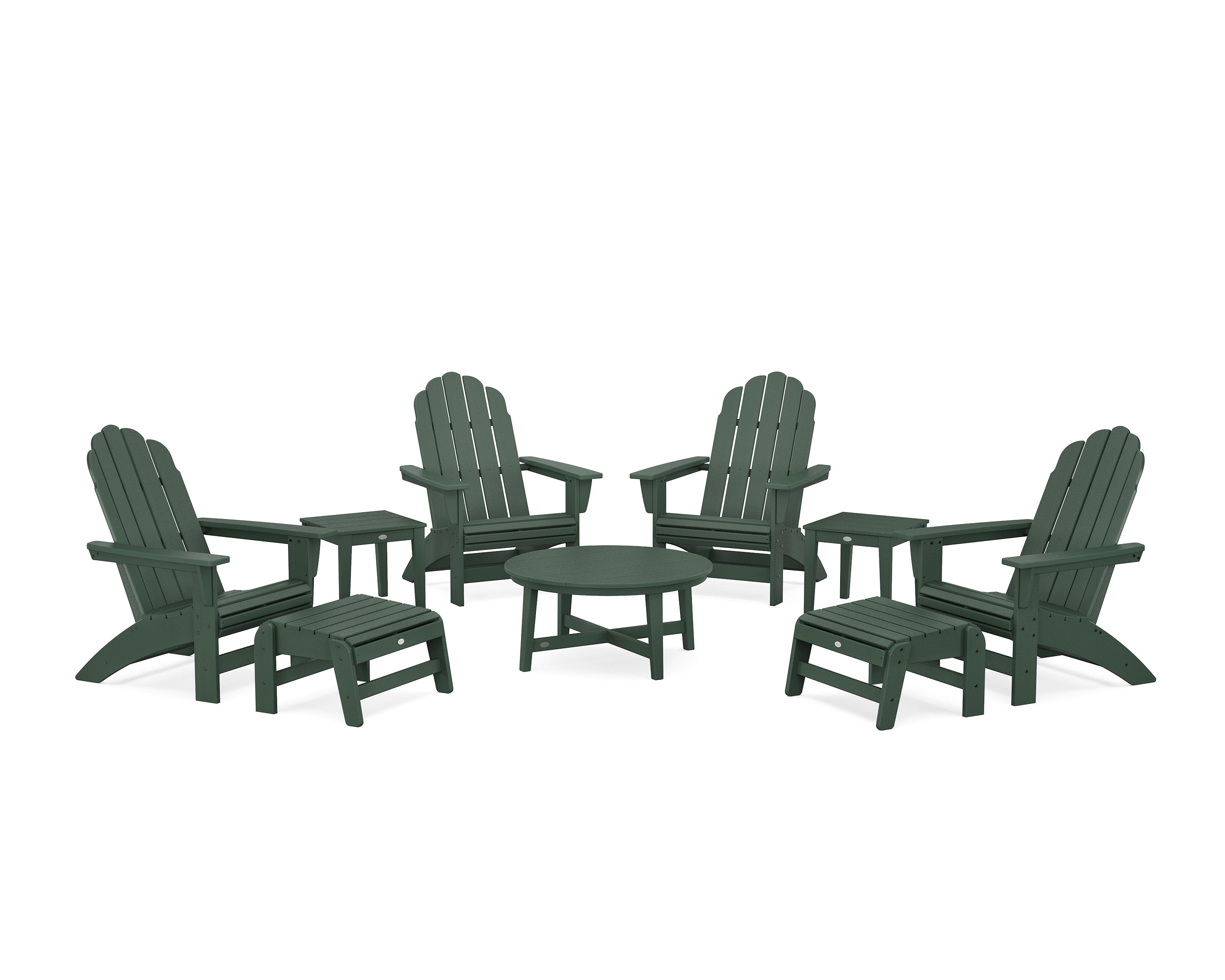 POLYWOOD Vineyard Grand Adirondack 9-Piece Conversation Set in Green