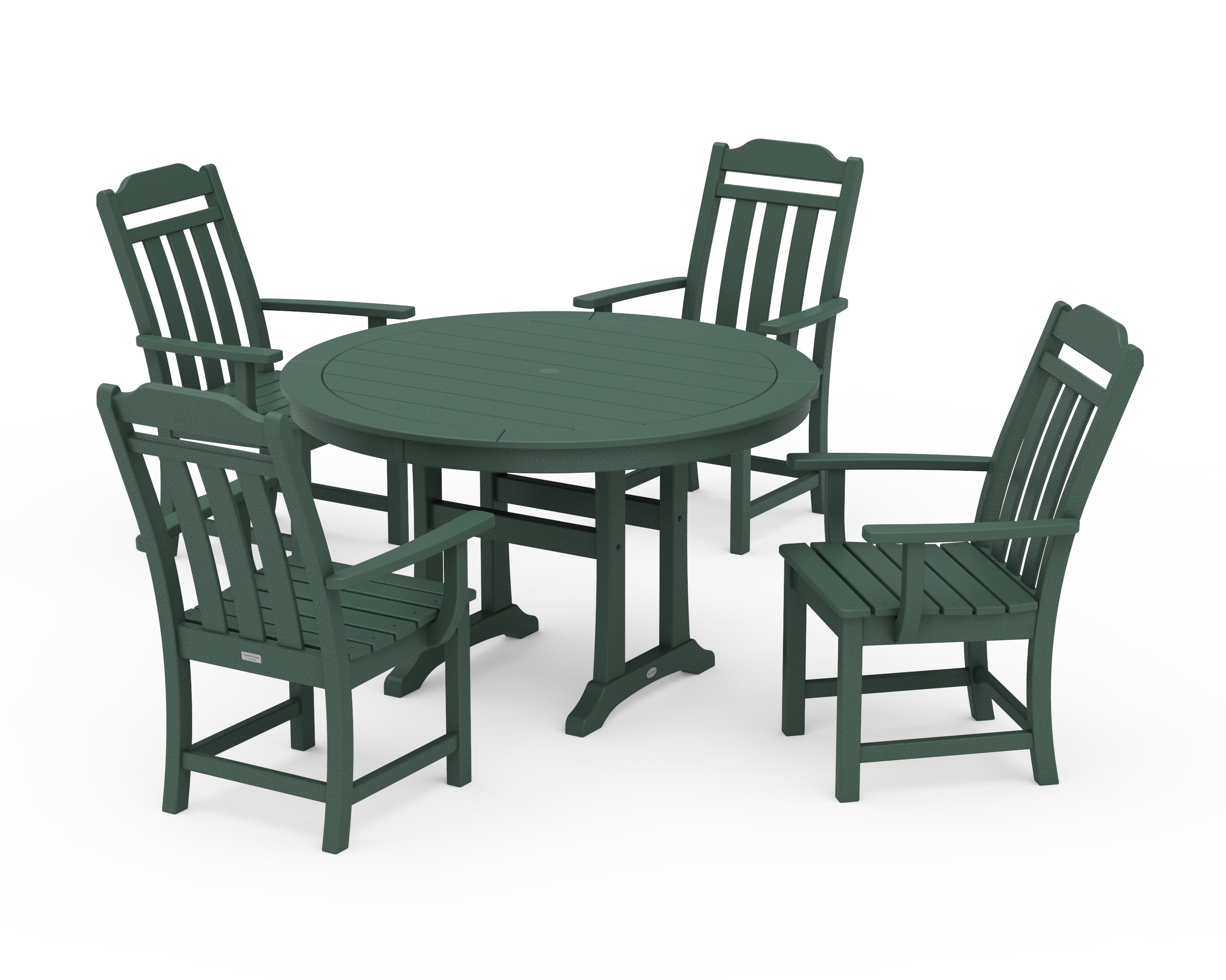 Country Living Cottage 5-Piece Round Dining Set with Trestle Legs in Green