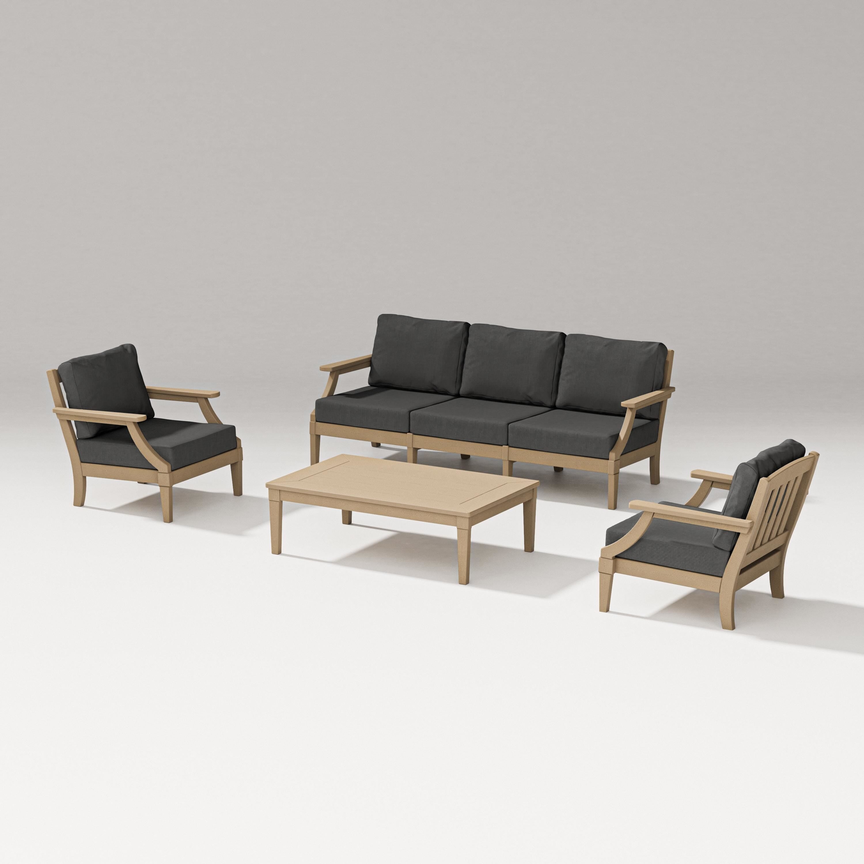 PW Designer Series Estate 4-Piece Lounge Sofa Set in Vintage Sahara / Spectrum Carbon