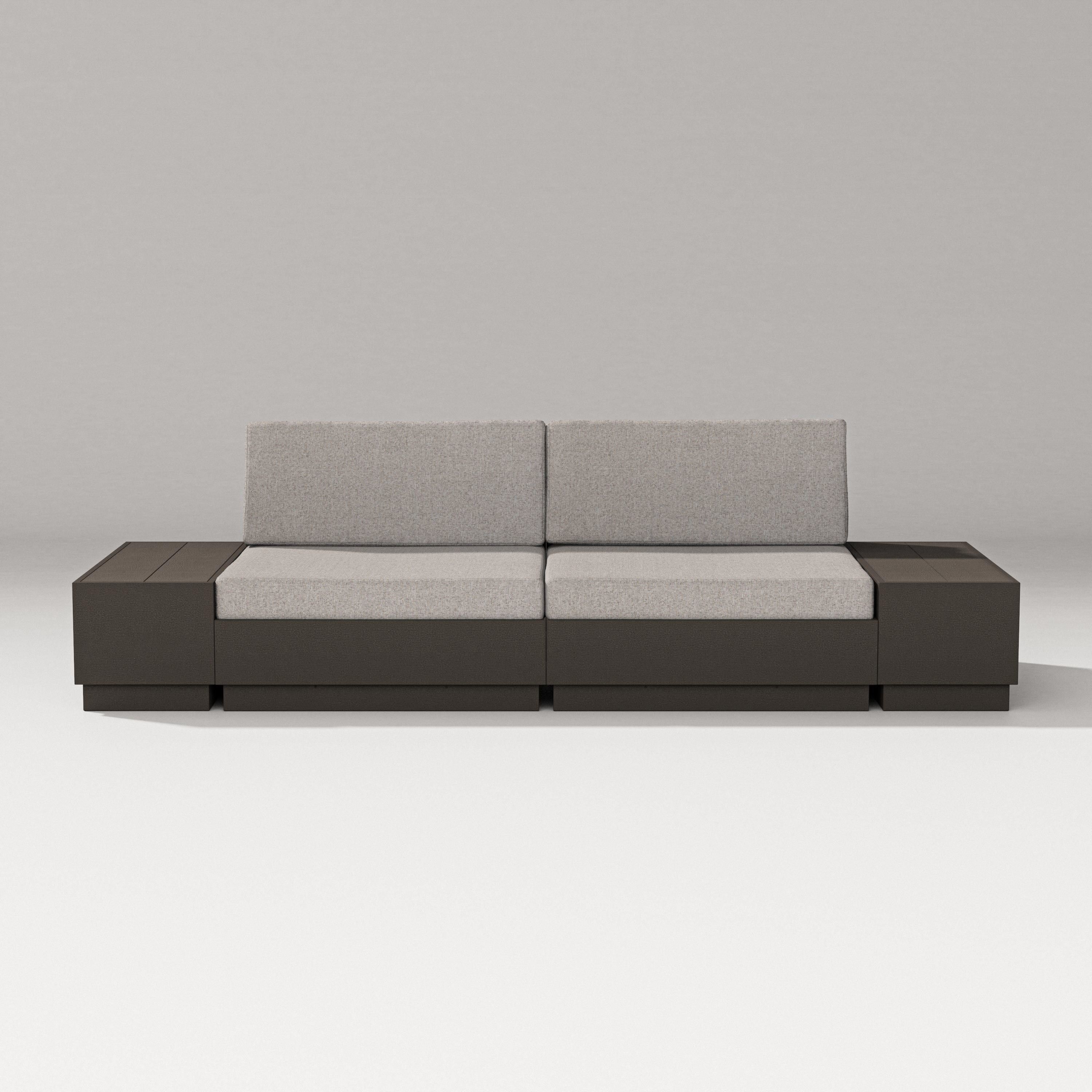 PW Designer Series Elevate 4-Piece Loveseat Sectional in Vintage Coffee / Weathered Tweed