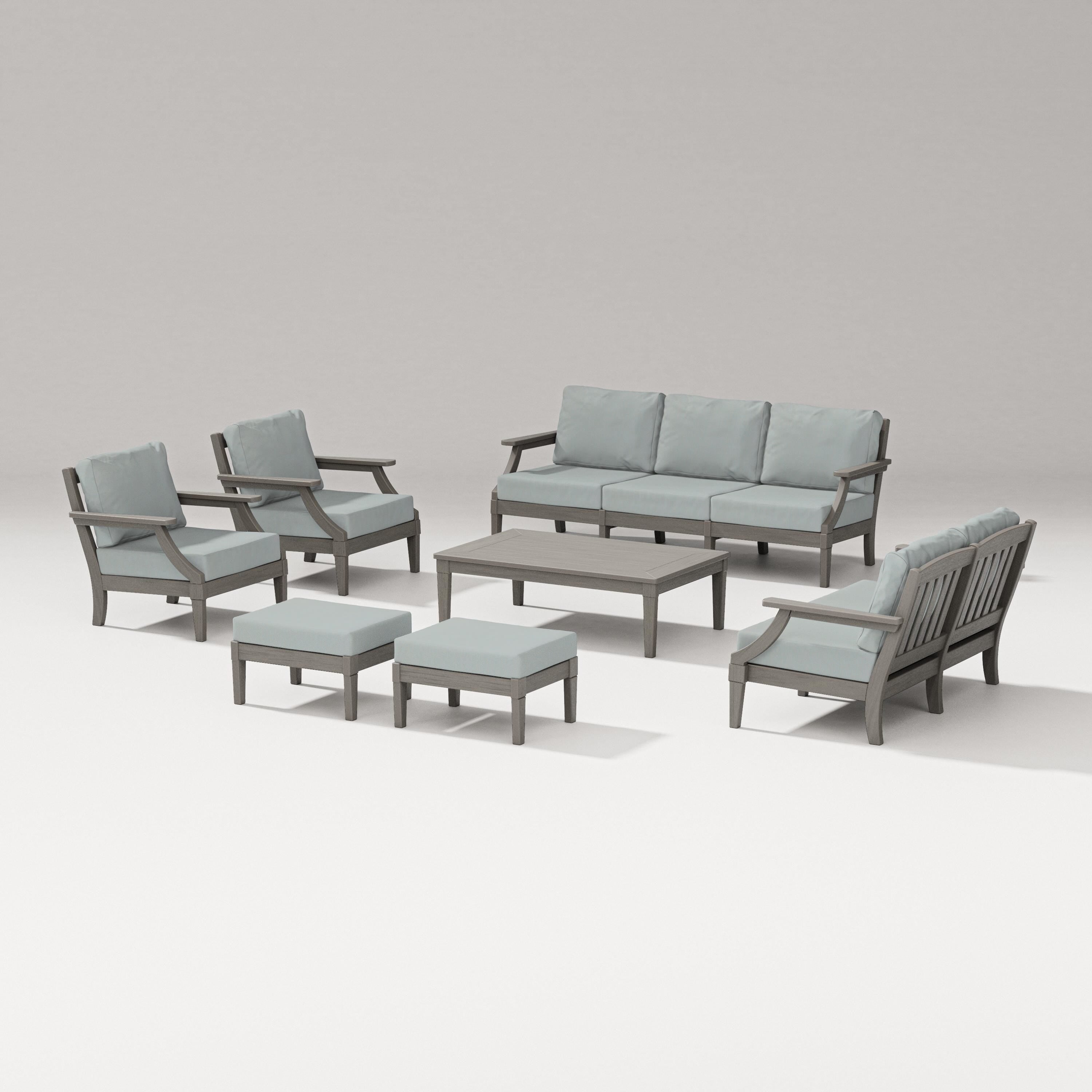 PW Designer Series Estate 7-Piece Lounge Sofa Set in Driftwood / Spa