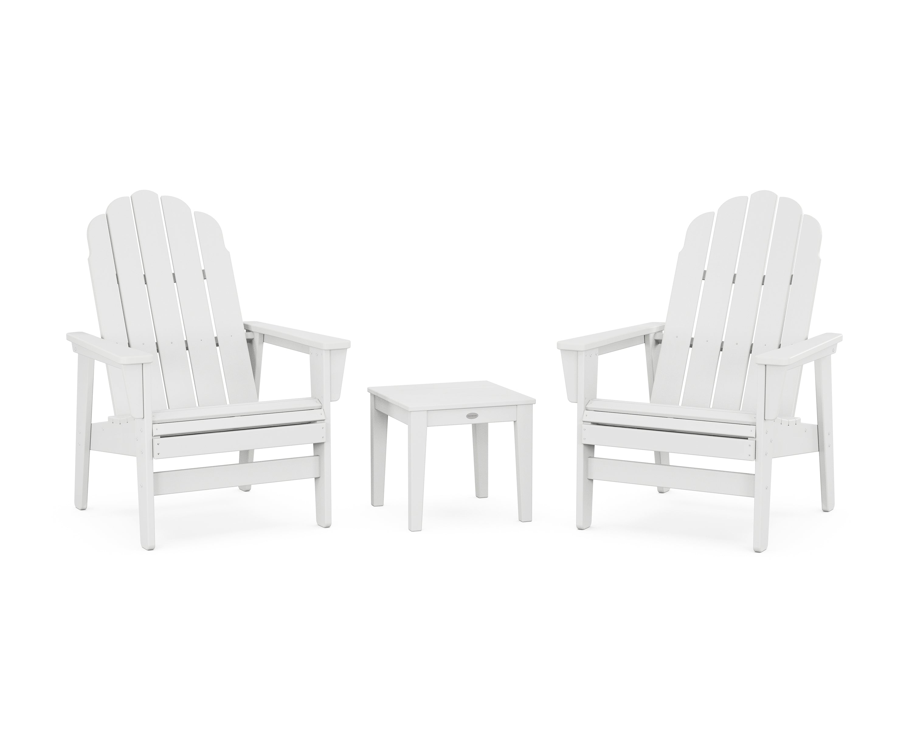 POLYWOOD® 3-Piece Vineyard Grand Upright Adirondack Set in White
