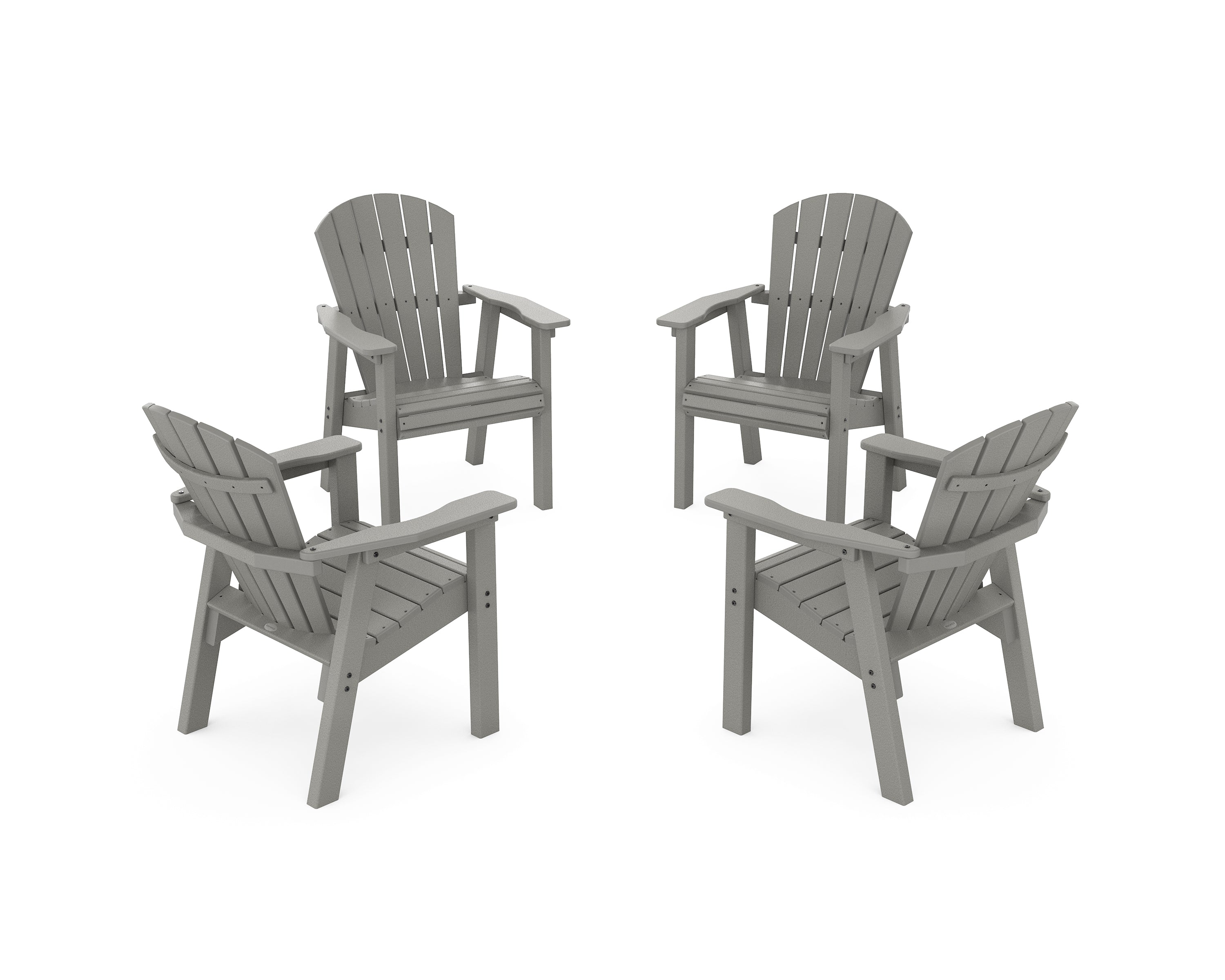 POLYWOOD Seashell 4-Piece Upright Adirondack Conversation Set in Slate Grey