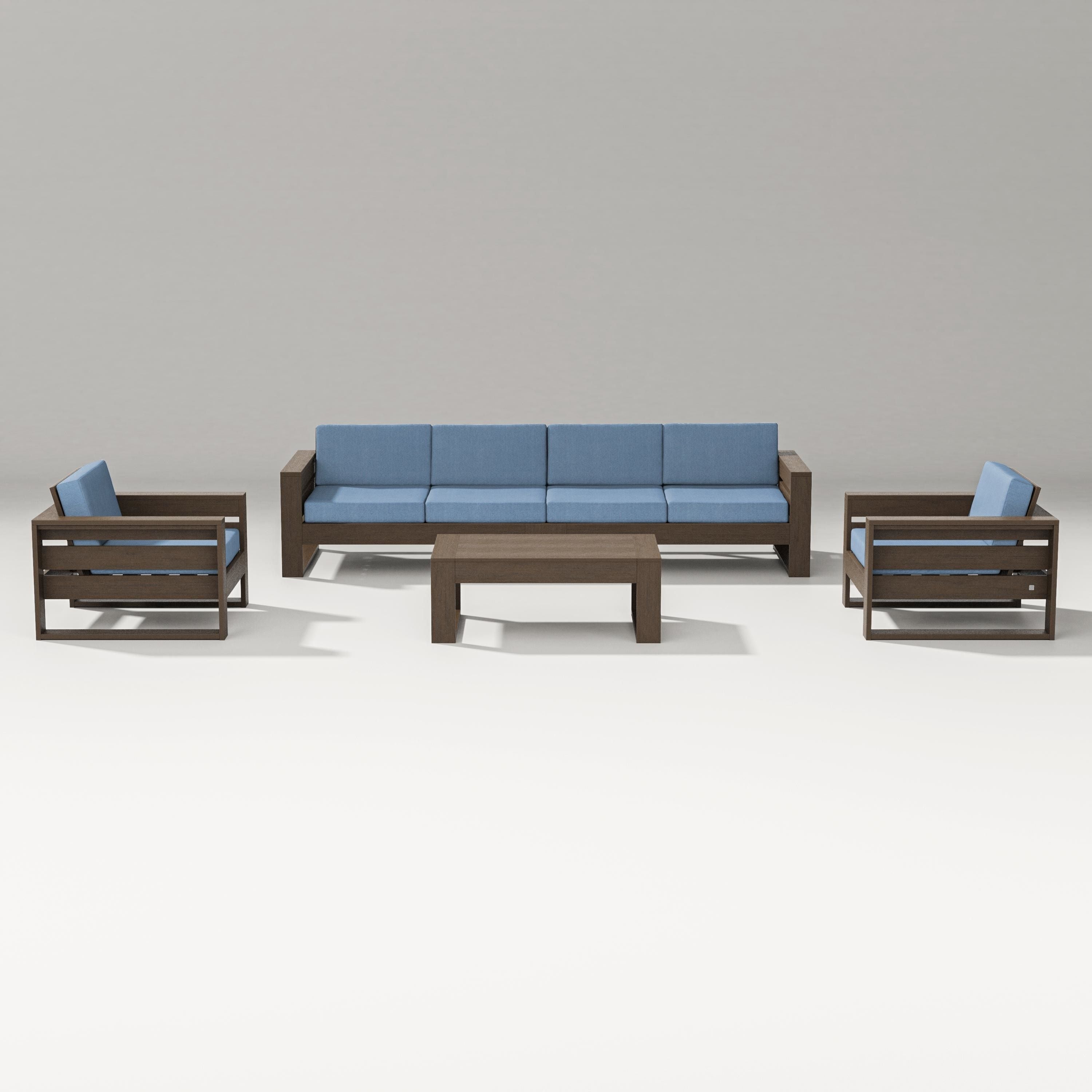 PW Designer Series Latitude 5-Piece Lounge Sofa Set in Kona / Sky Blue