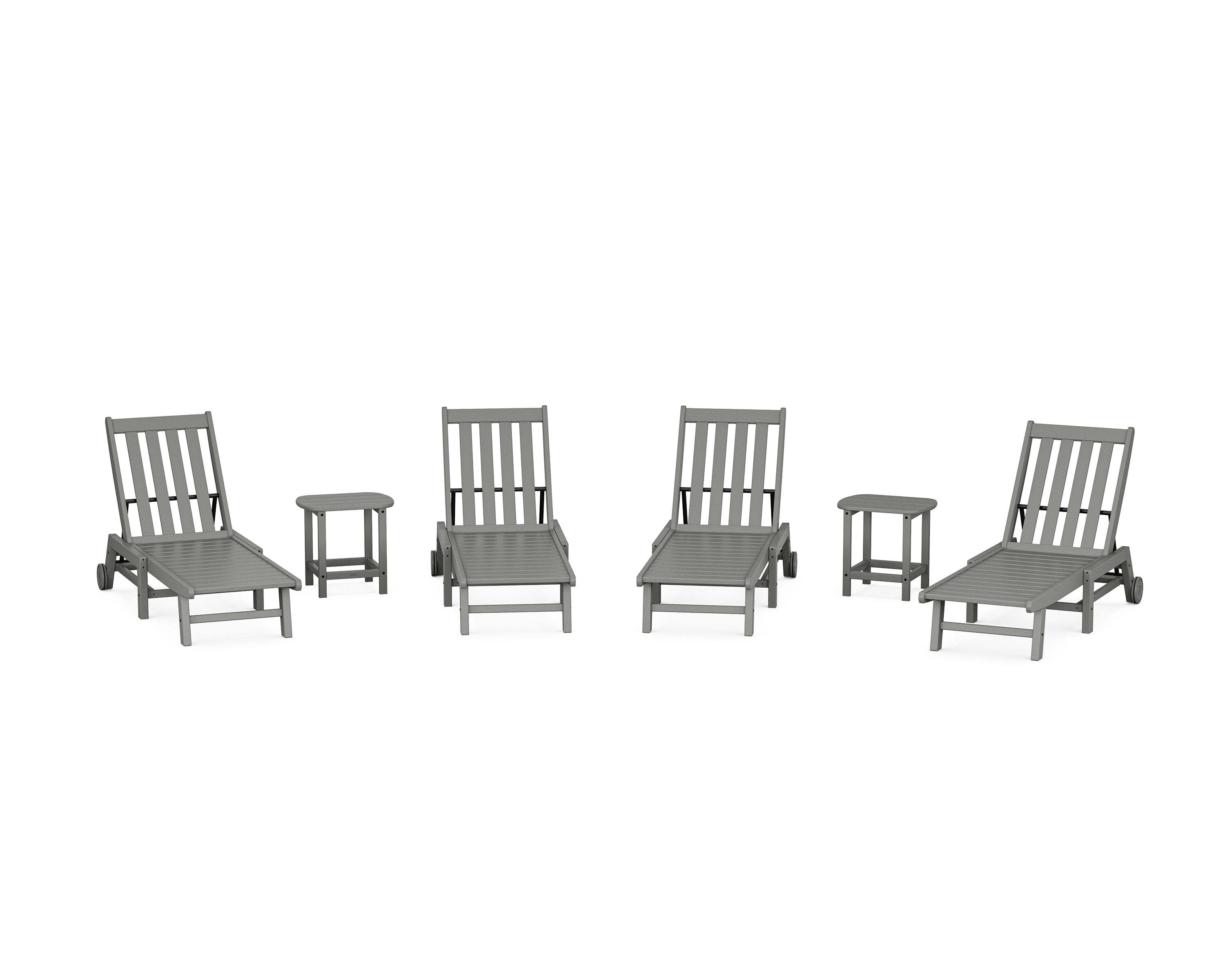 POLYWOOD Vineyard 6-Piece Chaise with Wheels Set in Slate Grey