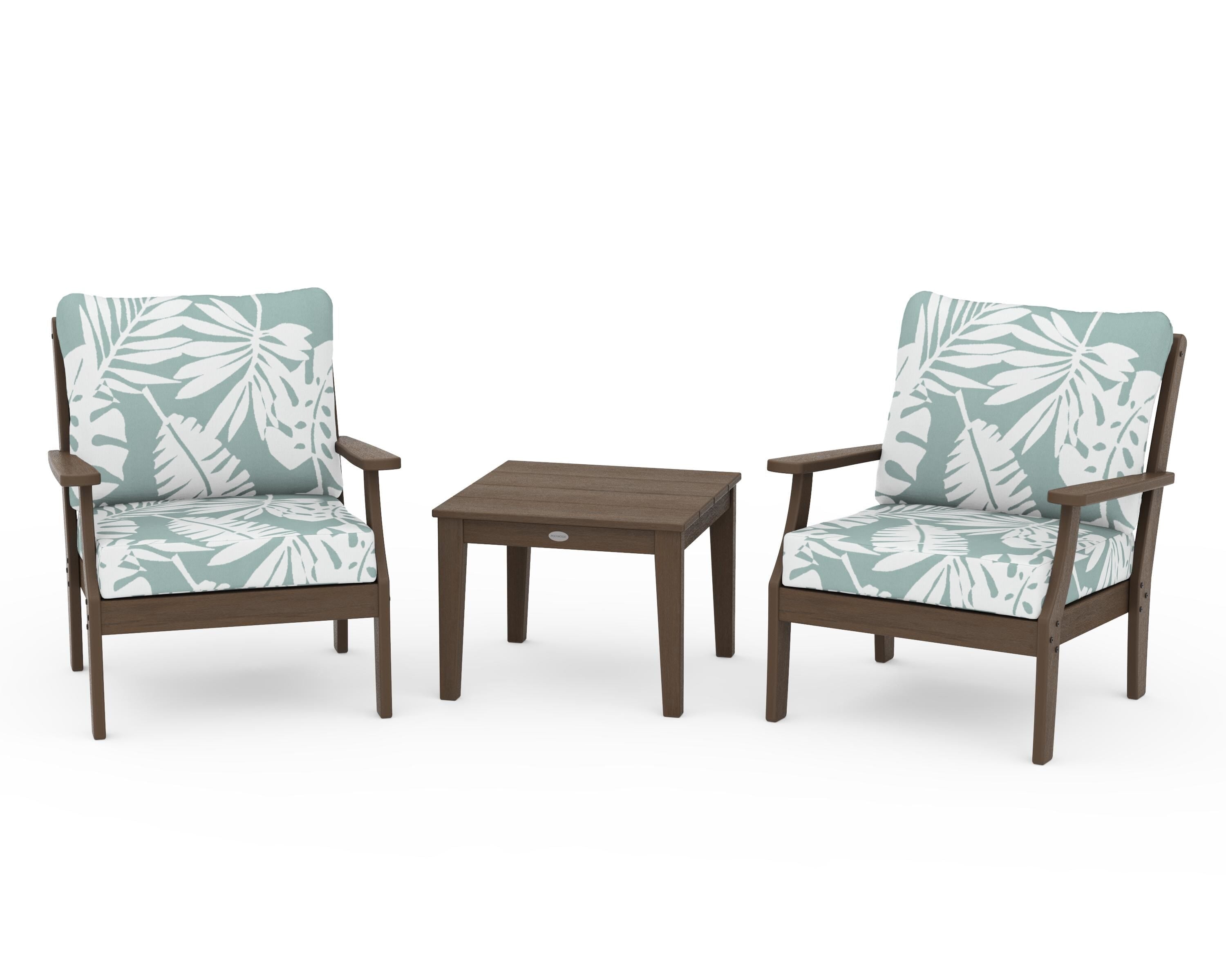 POLYWOOD Braxton 3-Piece Deep Seating Set in Kona / Leaf Glacier Spa