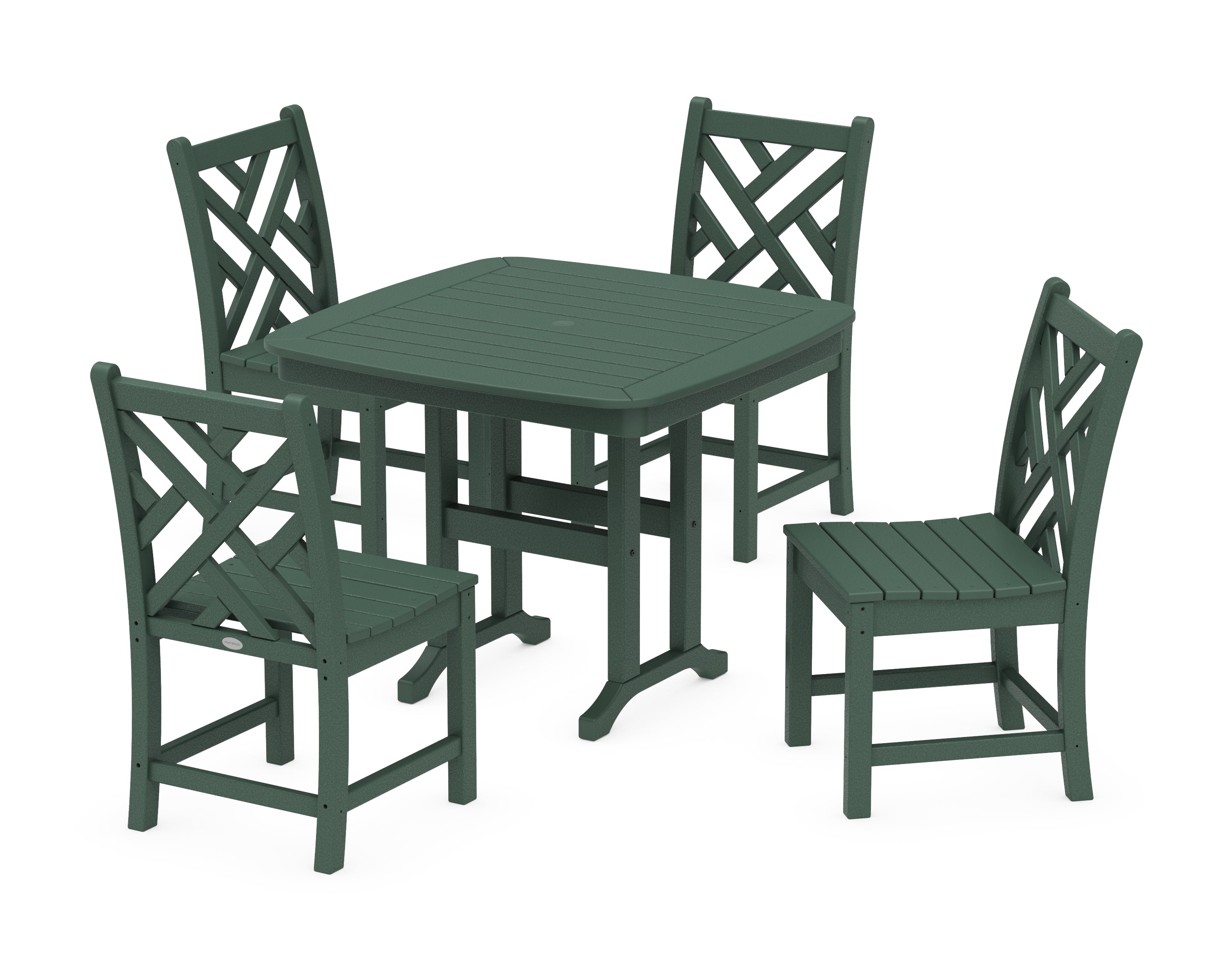 POLYWOOD Chippendale 5-Piece Side Chair Dining Set in Green