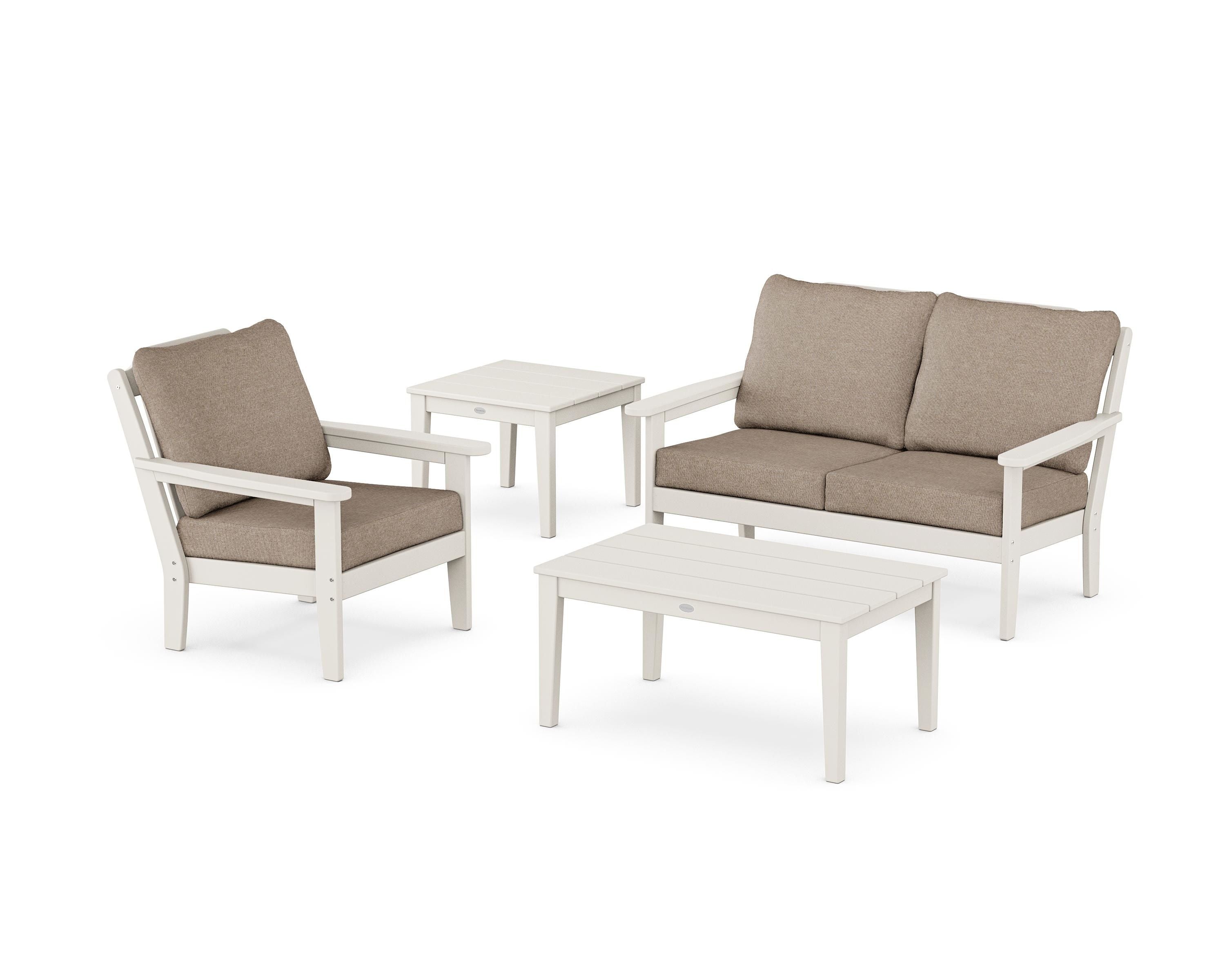 Country Living Wovendale 4-Piece Deep Seating Set in Sand / Spiced Burlap