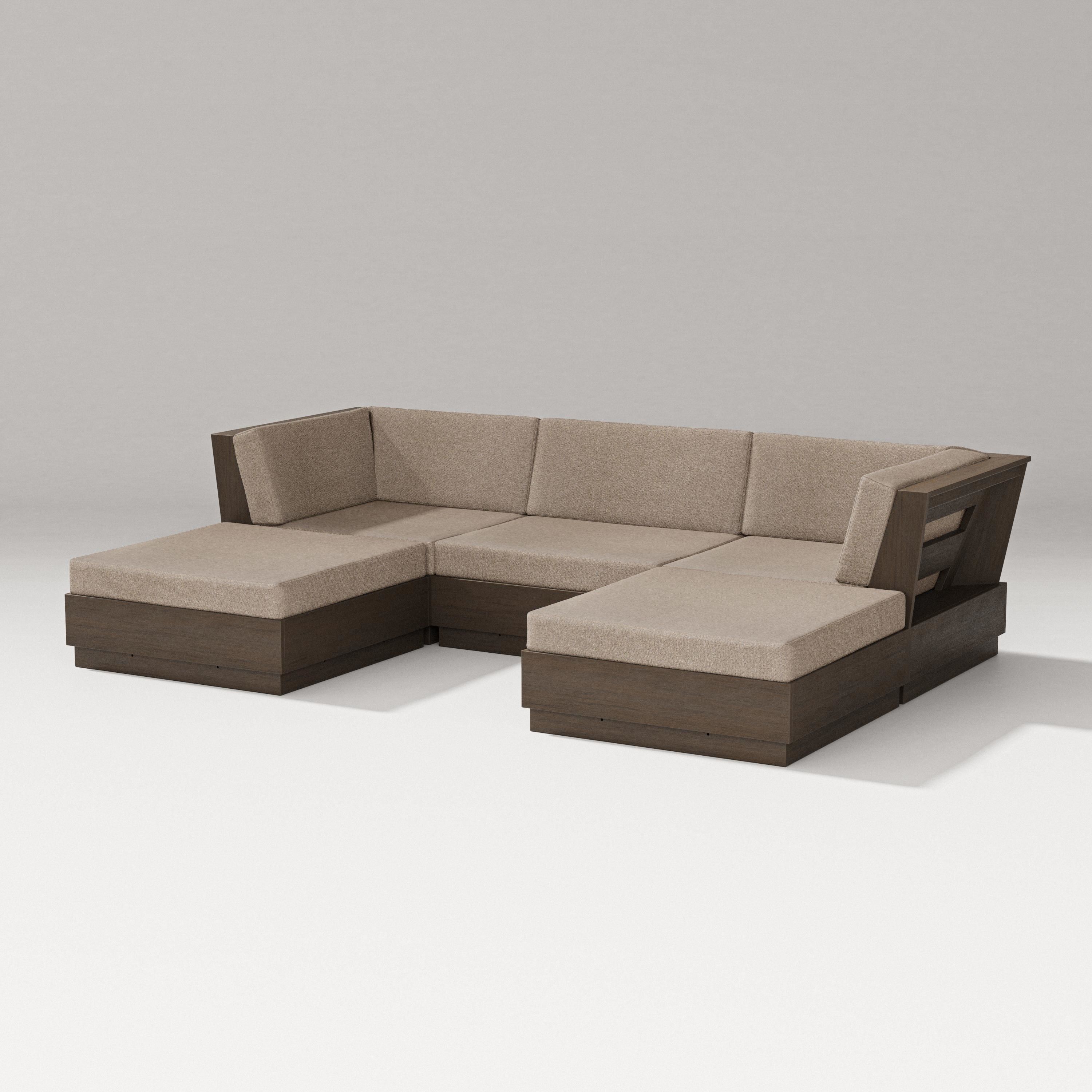 PW Designer Series Elevate Double Chaise Sectional in Kona / Spiced Burlap