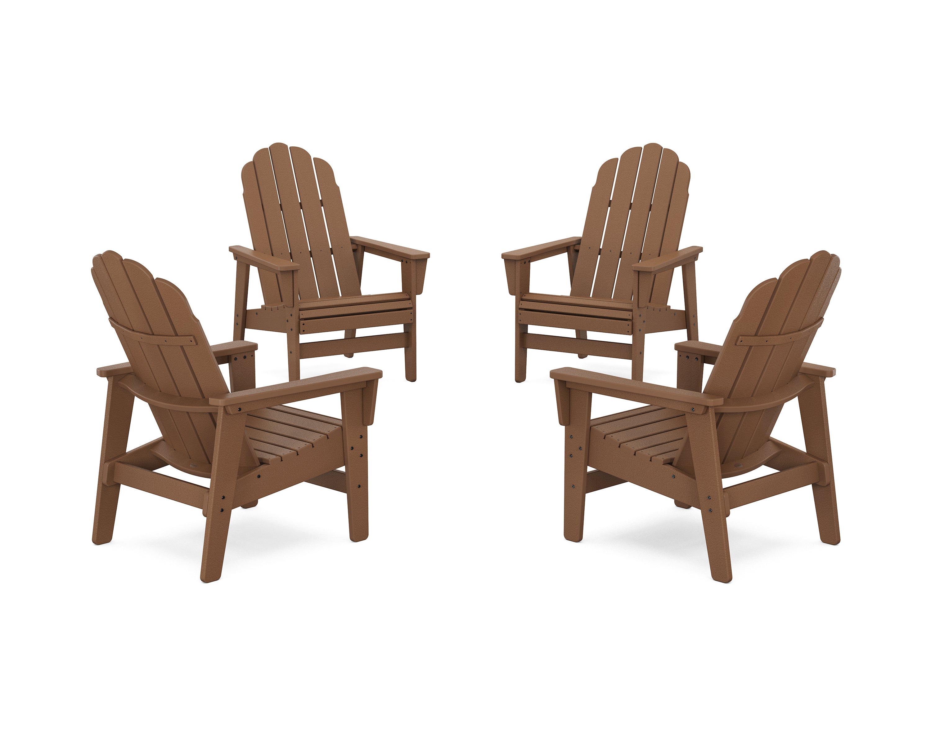 POLYWOOD 4-Piece Vineyard Grand Upright Adirondack Chair Conversation Set in Teak