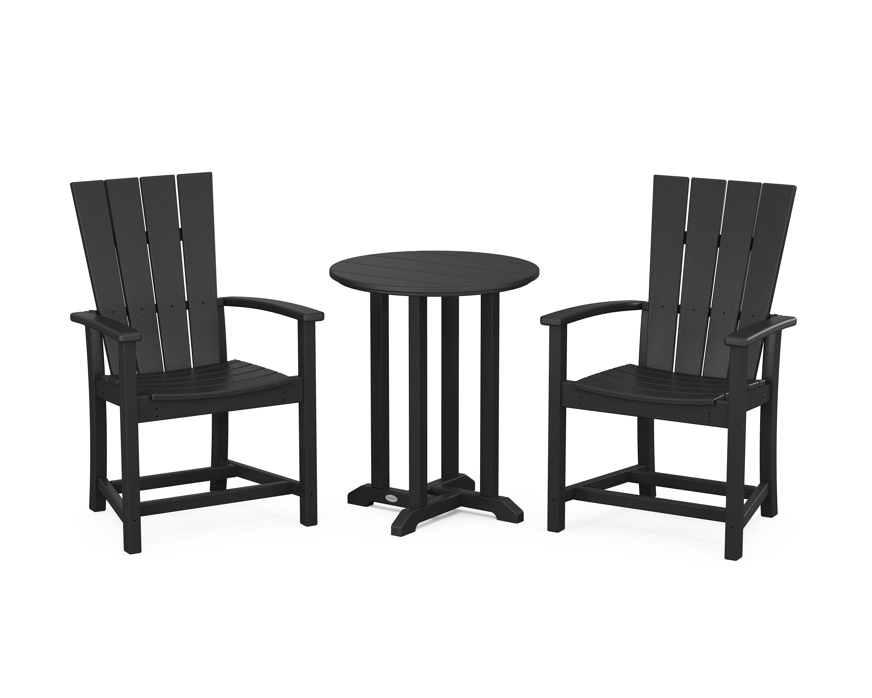 POLYWOOD Quattro 3-Piece Round Farmhouse Bistro Dining Set in Black