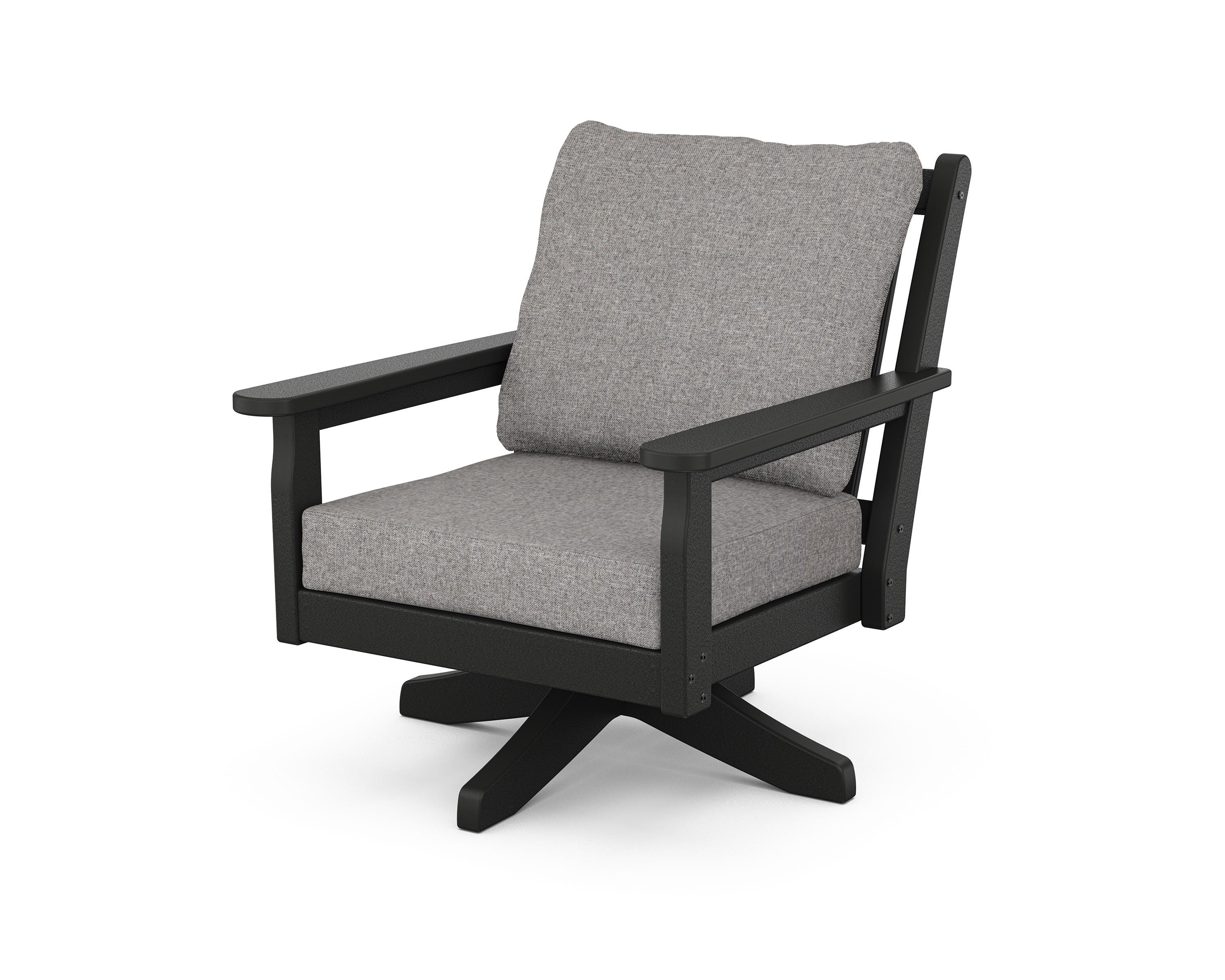 POLYWOOD Chippendale Deep Seating Swivel Chair in Black / Grey Mist