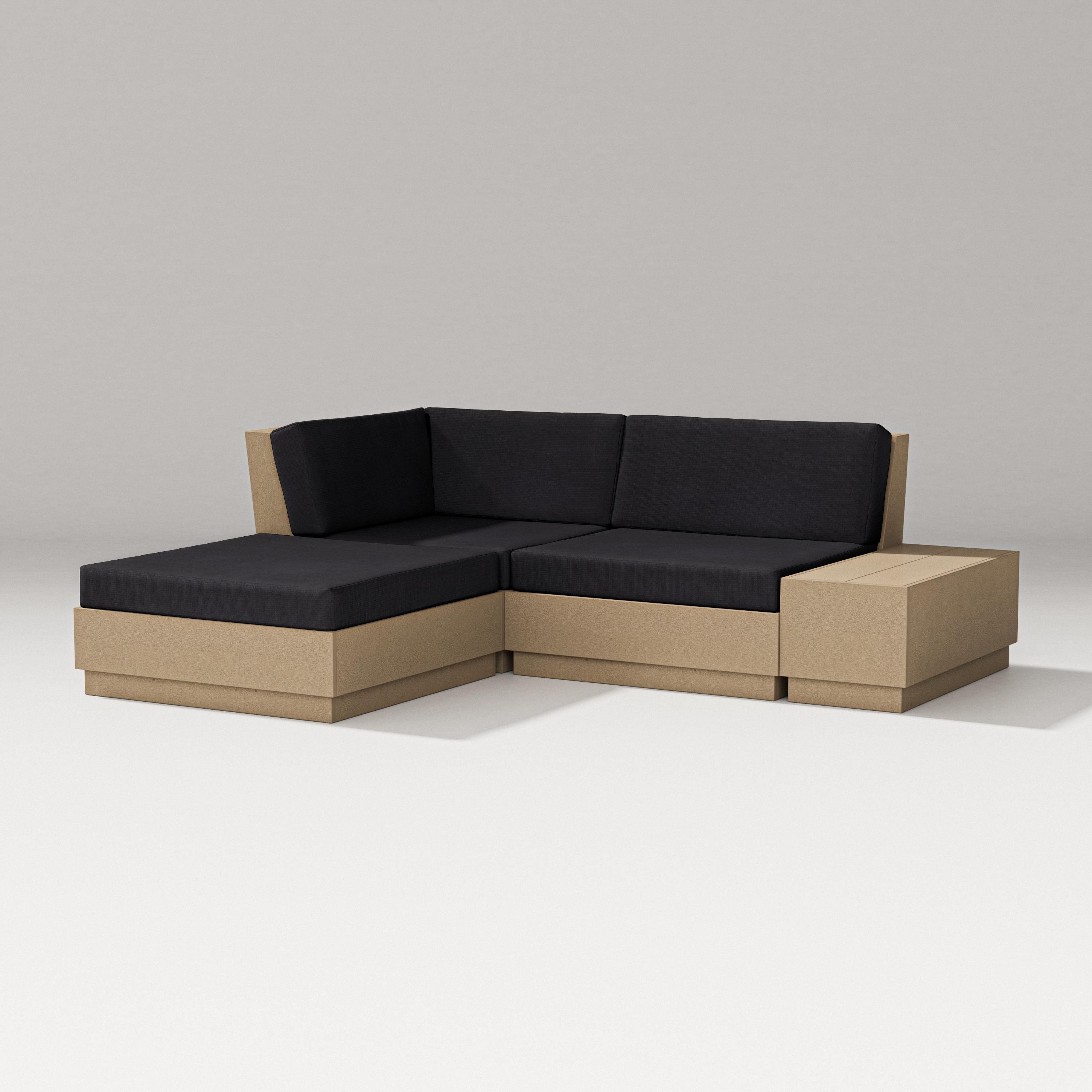 PW Designer Series Elevate Loveseat Sectional with Chaise in Vintage Sahara / Midnight Linen