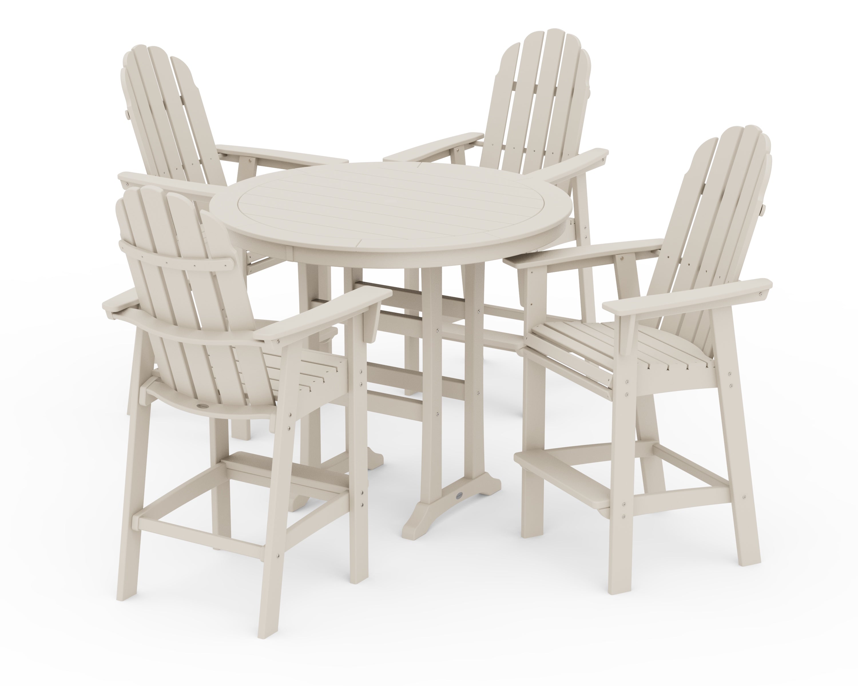 POLYWOOD Vineyard Curveback Adirondack 5-Piece Nautical Trestle Bar Set in Sand
