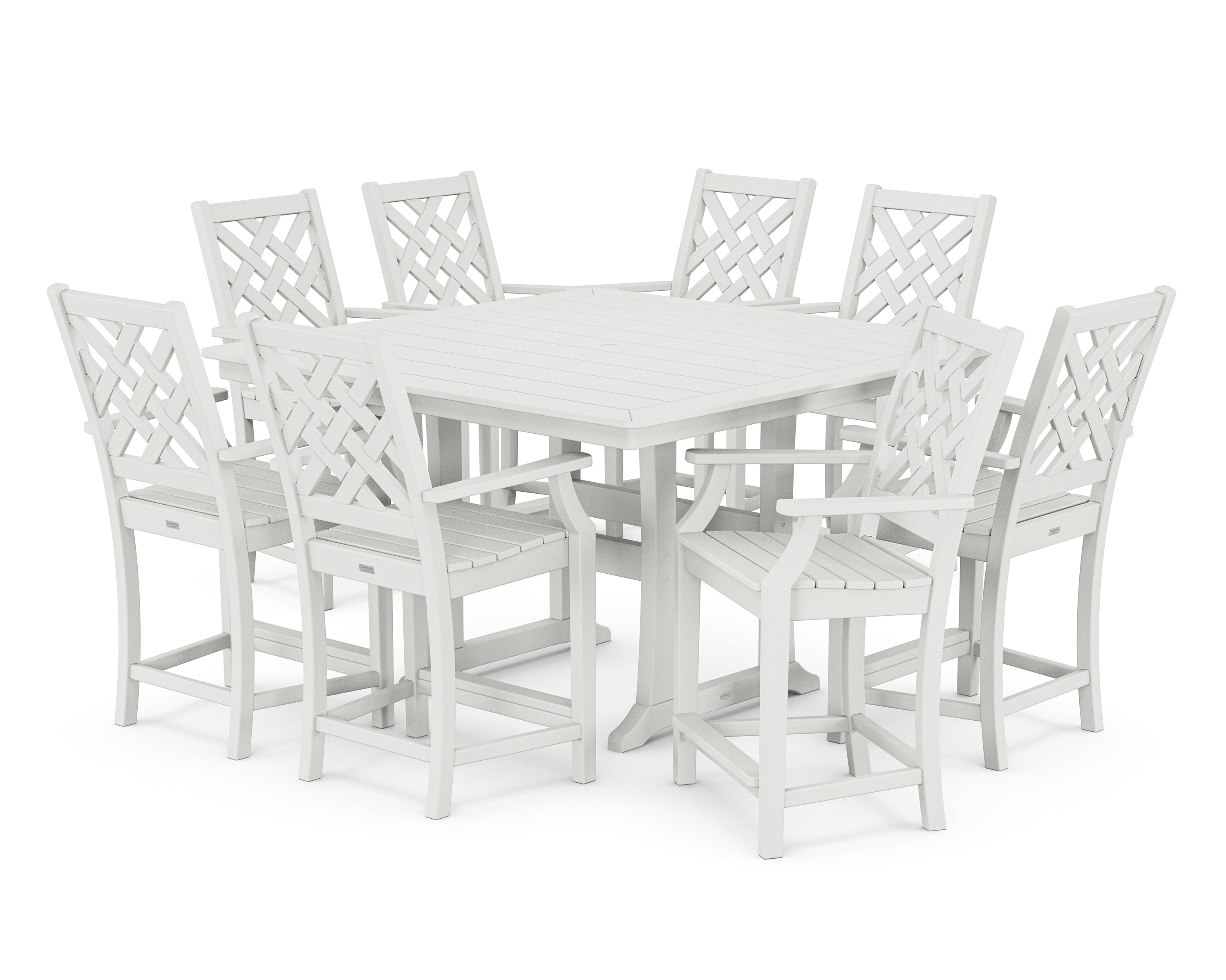Country Living Wovendale 9-Piece Square Counter Set with Trestle Legs in White