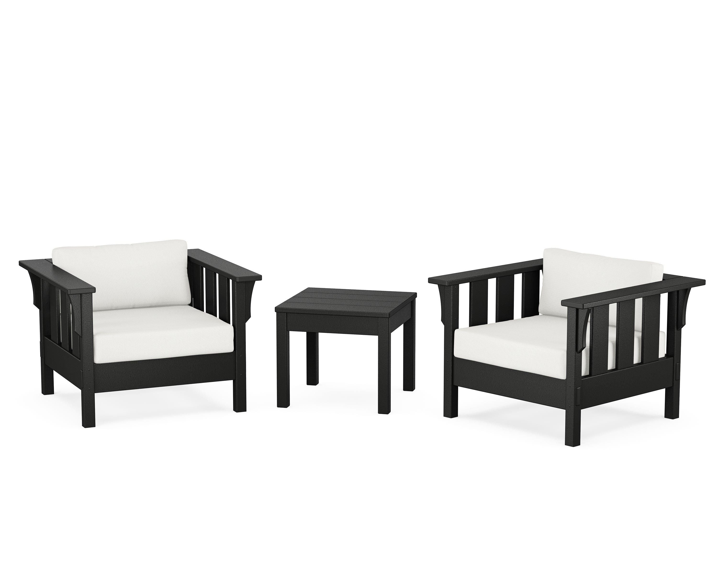 Martha Stewart by POLYWOOD Acadia 3-Piece Deep Seating Set in Black / Natural Linen