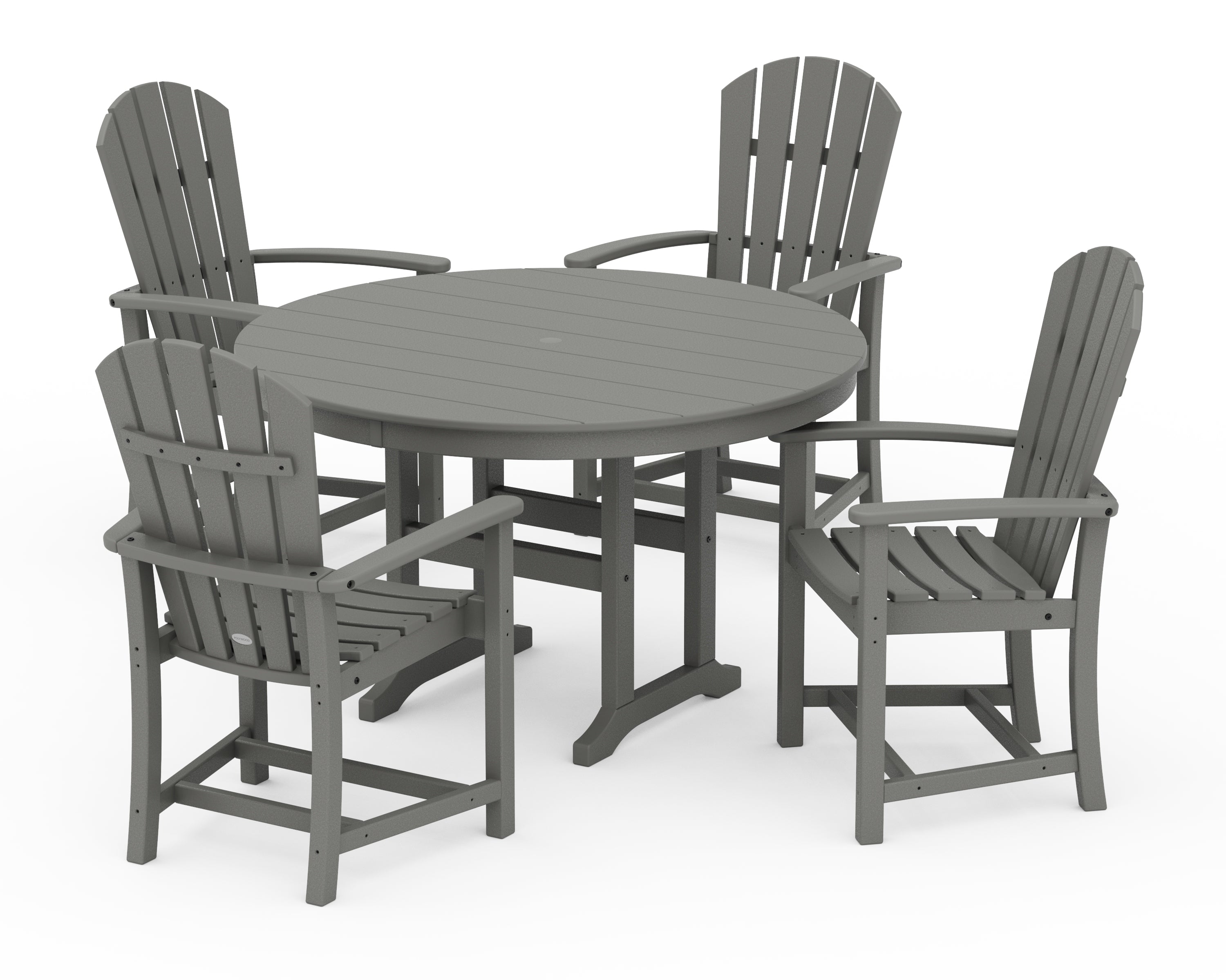 POLYWOOD Palm Coast 5-Piece Round Farmhouse Dining Set in Slate Grey