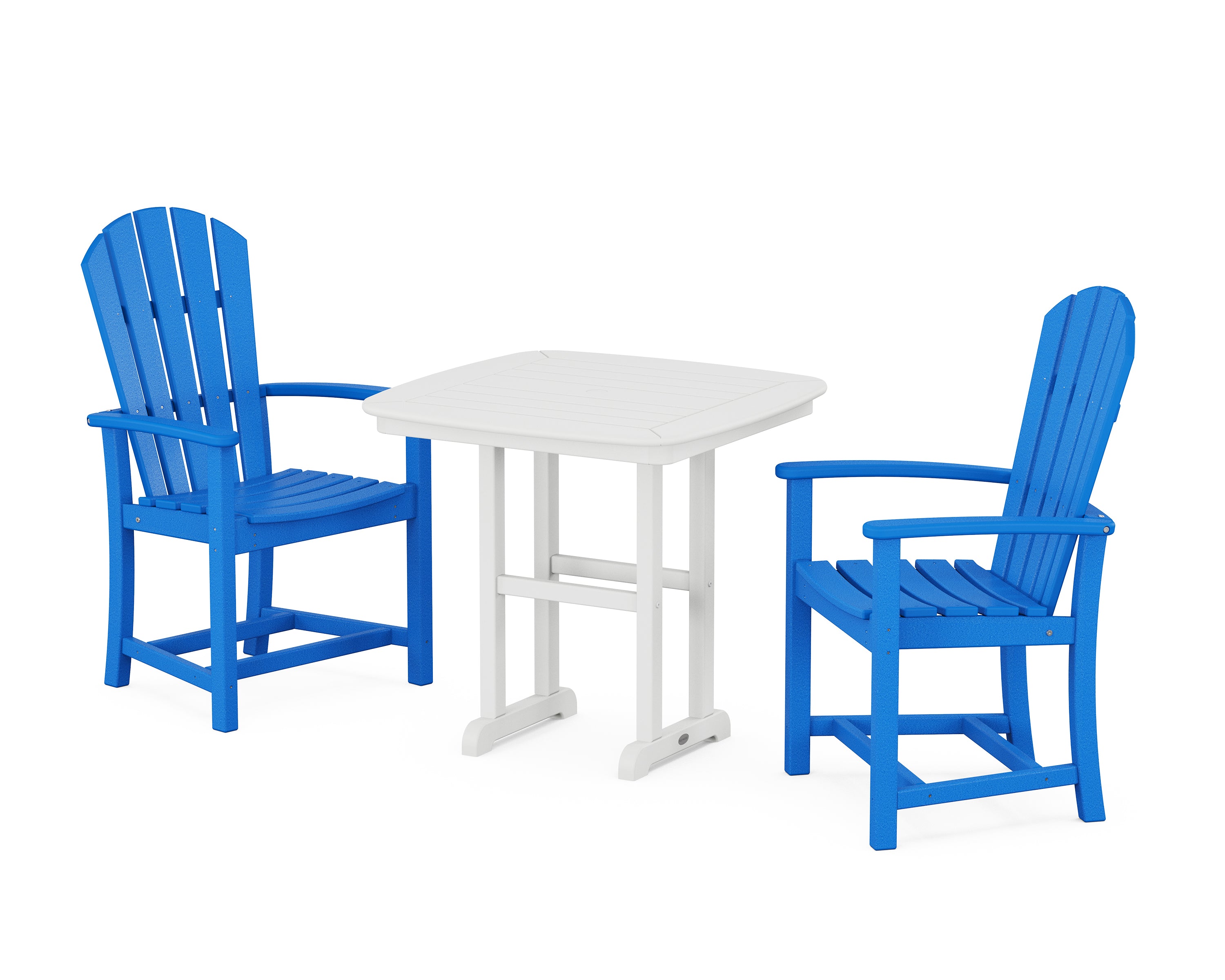 POLYWOOD Palm Coast 3-Piece Dining Set in Pacific Blue / White