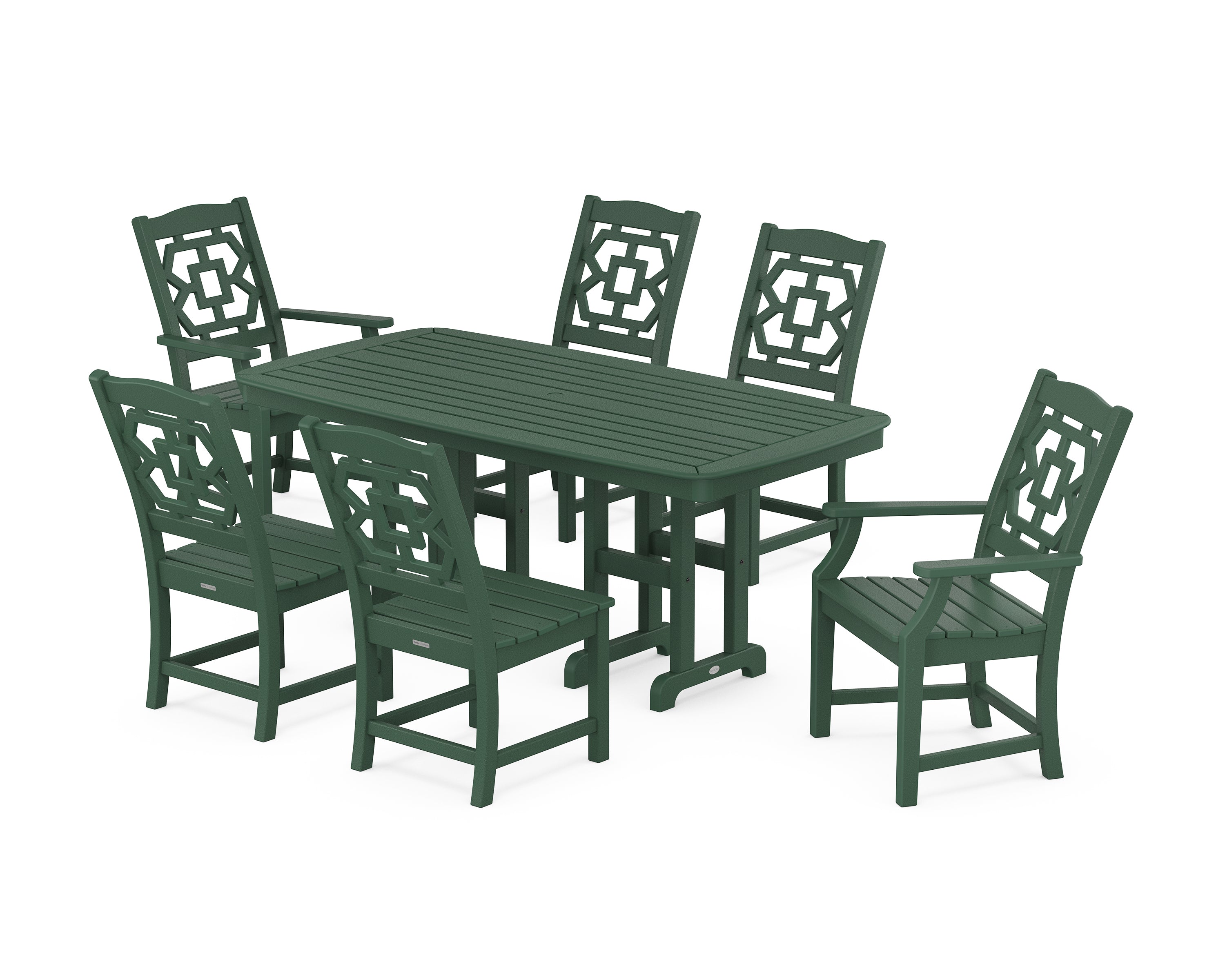 Martha Stewart by POLYWOOD® Chinoiserie 7-Piece Dining Set in Green