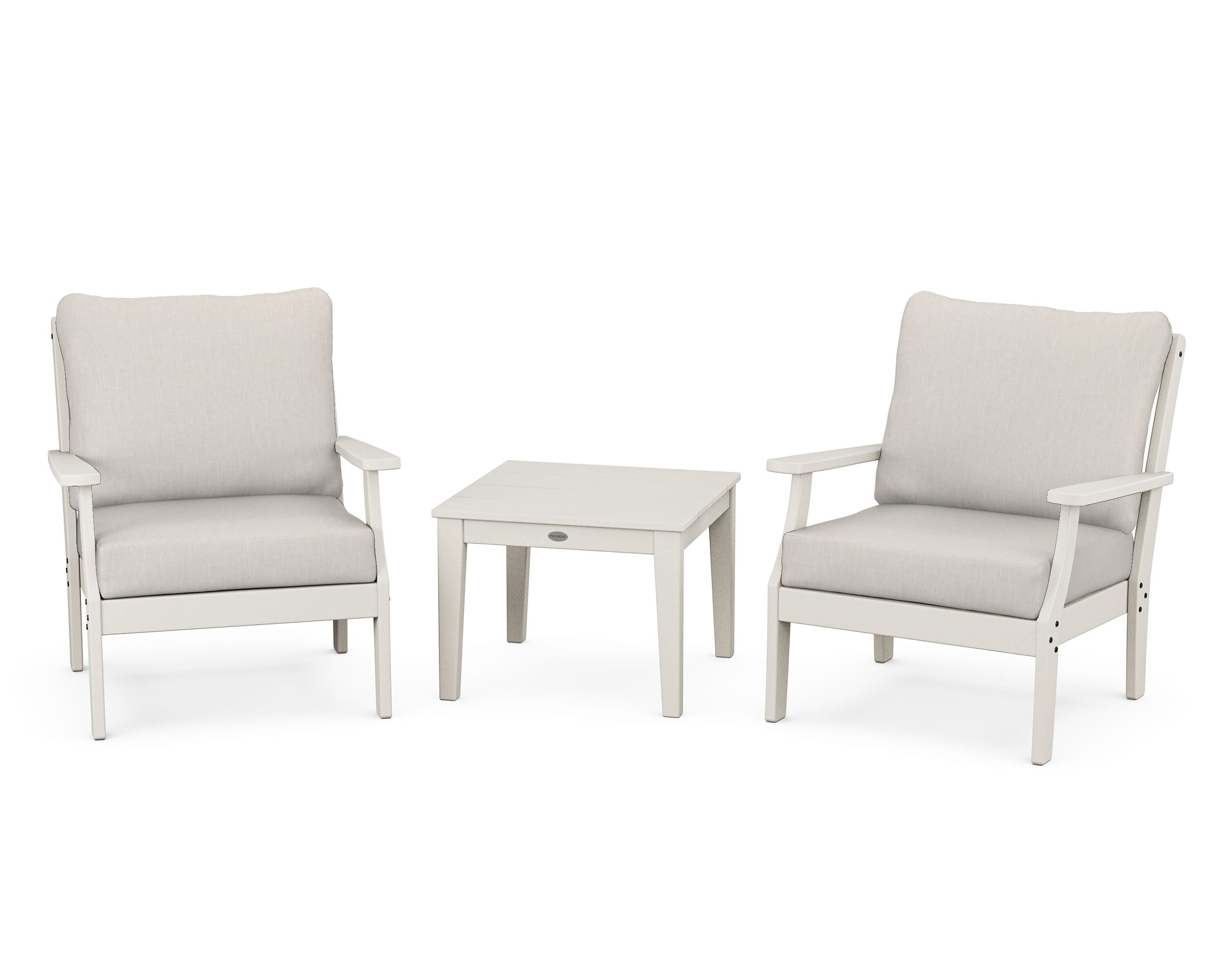 POLYWOOD Braxton 3-Piece Deep Seating Set in Sand / Cast Ash