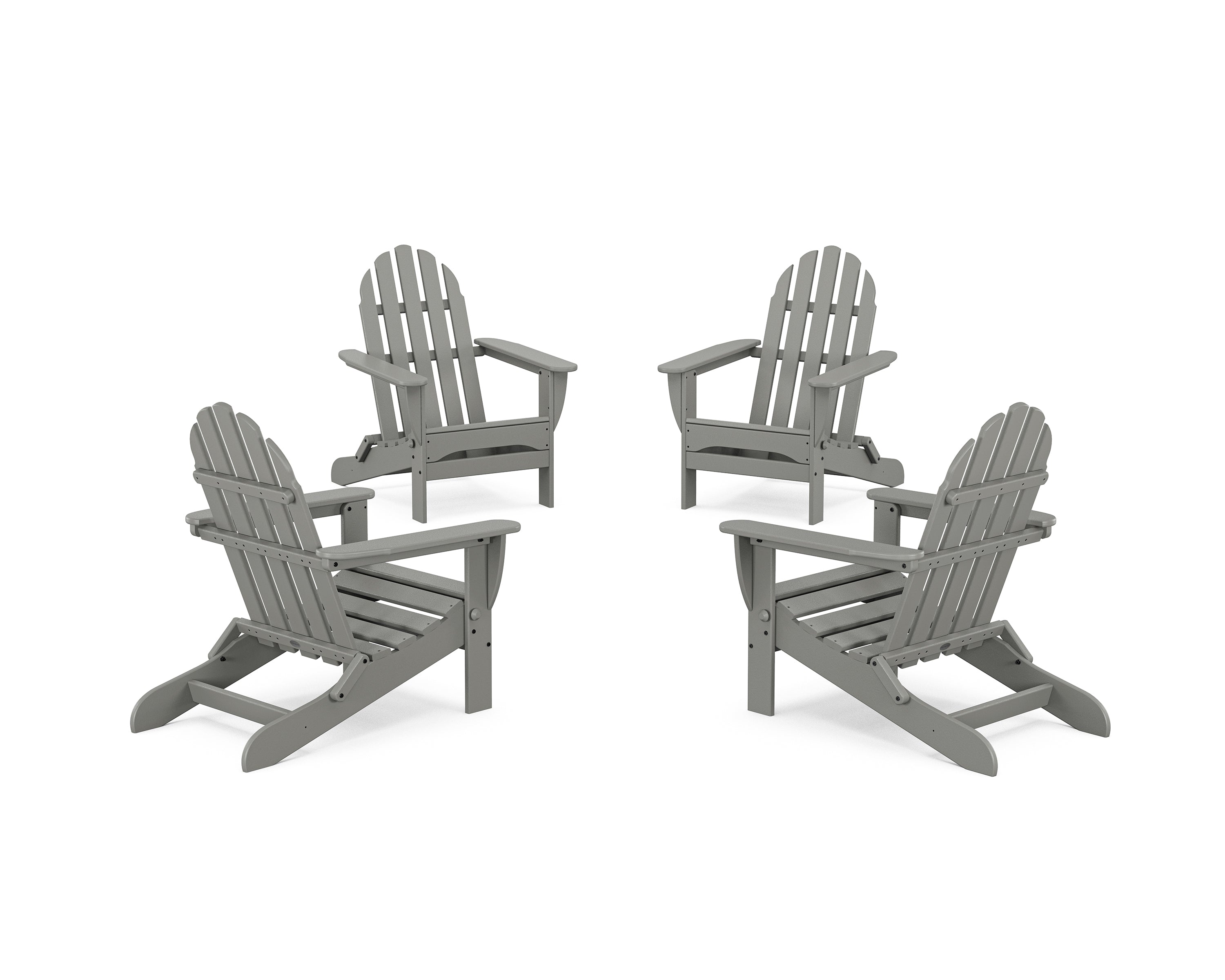 POLYWOOD 4-Piece Classic Folding Adirondack Conversation Set in Slate Grey
