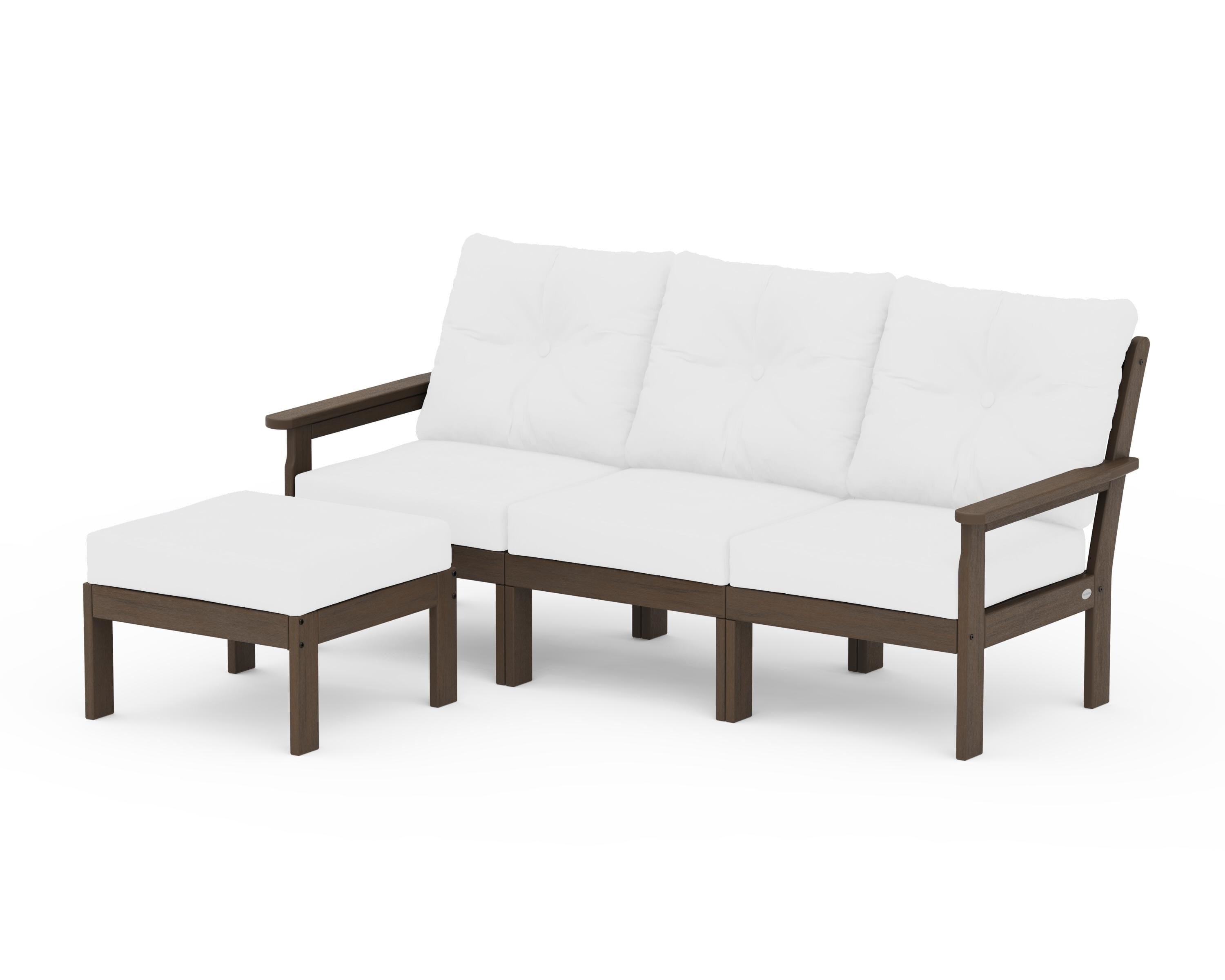 POLYWOOD Vineyard 4-Piece Sectional with Ottoman in Kona / Natural