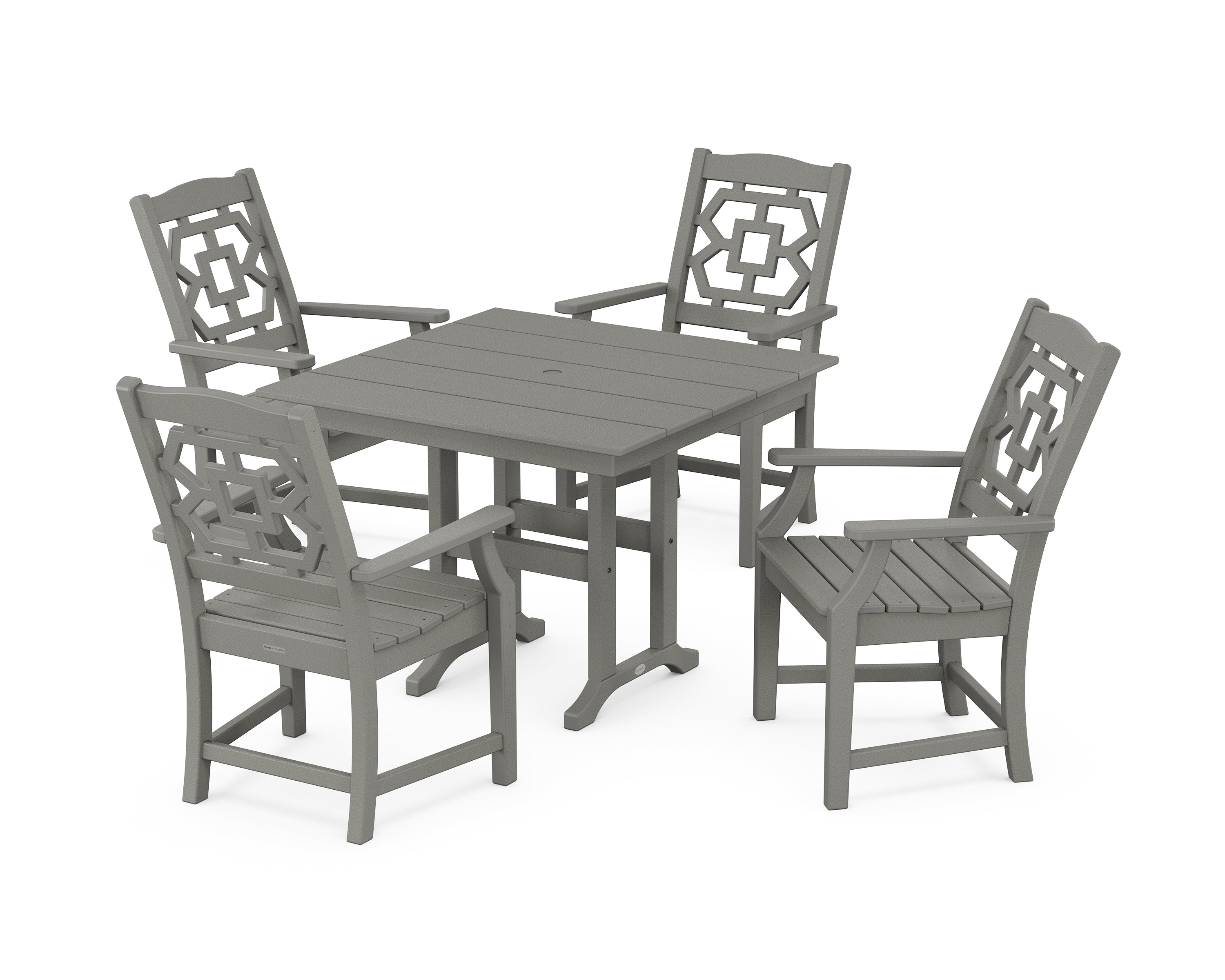 Martha Stewart by POLYWOOD Chinoiserie 5-Piece Farmhouse Dining Set in Slate Grey