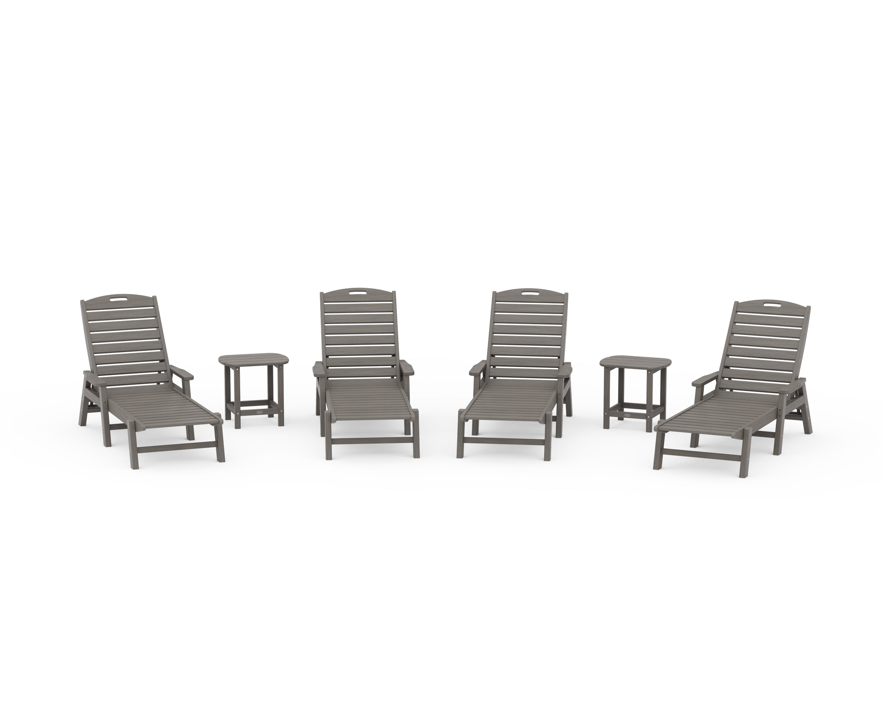 POLYWOOD Nautical Chaise 6-Piece Set with Arms in Driftwood