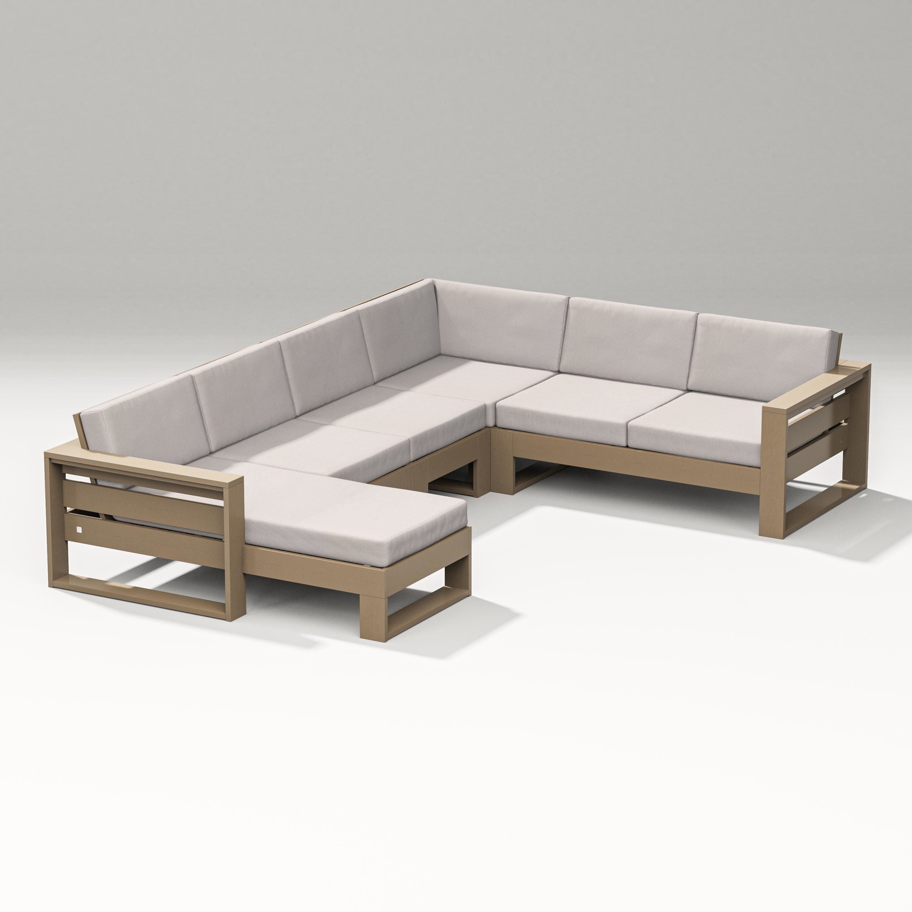 PW Designer Series Latitude Corner Sectional with Left Chaise in Vintage Sahara / Dune Burlap