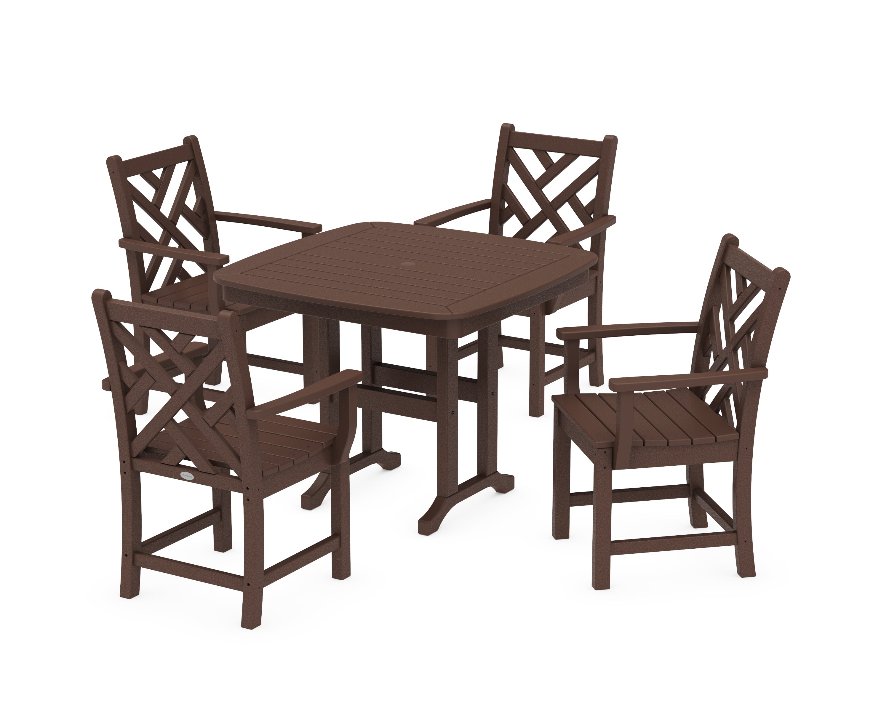 POLYWOOD Chippendale 5-Piece Dining Set in Mahogany